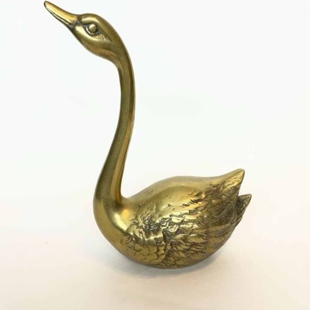 The Unbranded Brand VTG RetroBrass Swan Geese Figurine MCM Mid Century Brid 8" T Size ONE SIZE - 7 Thumbnail