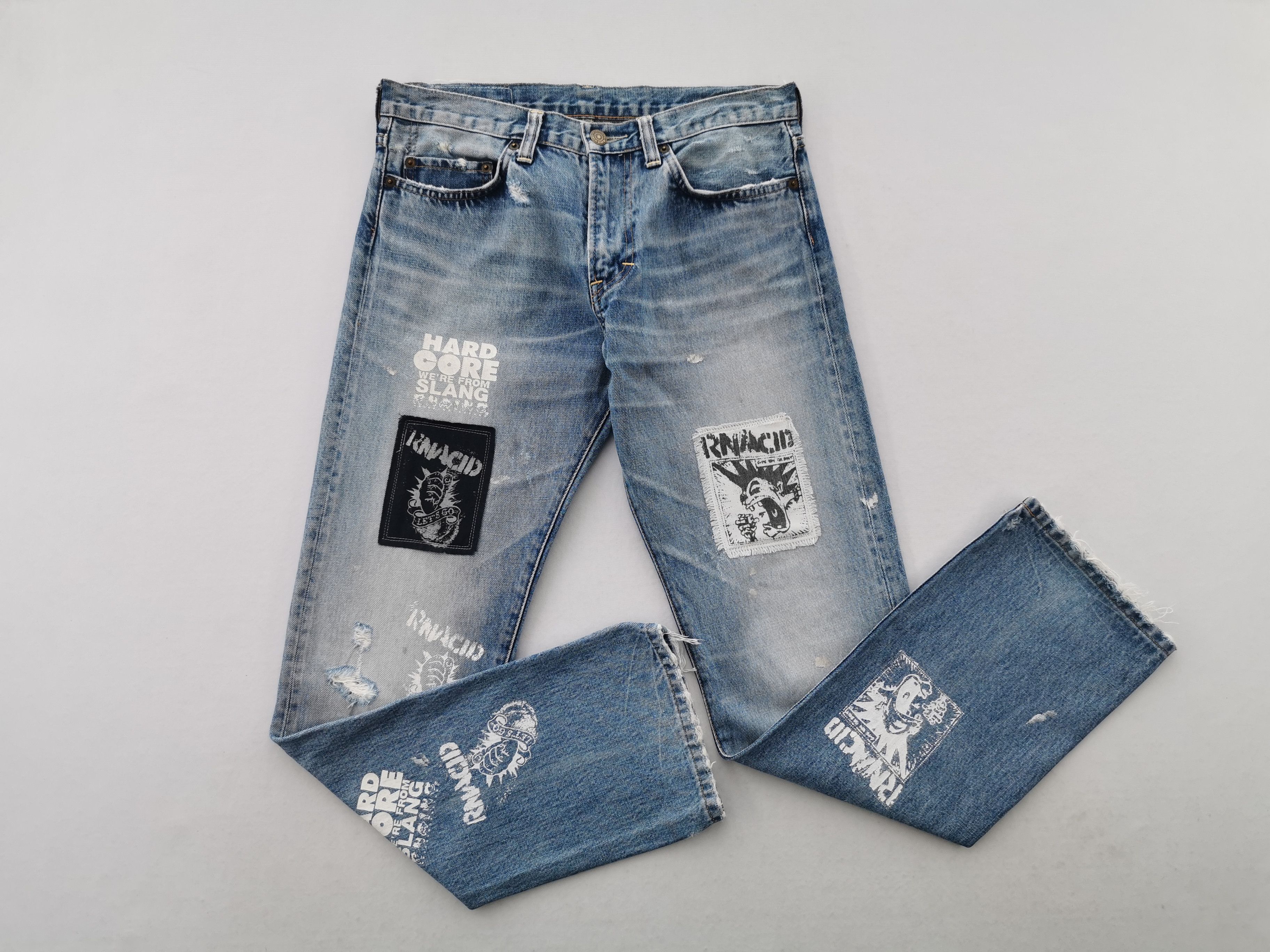 Band Tees × Vintage Distressed Vintage 90's RNA X Rancid Slang From Chaos Denim Size US 32 / EU 48 - 4 Thumbnail