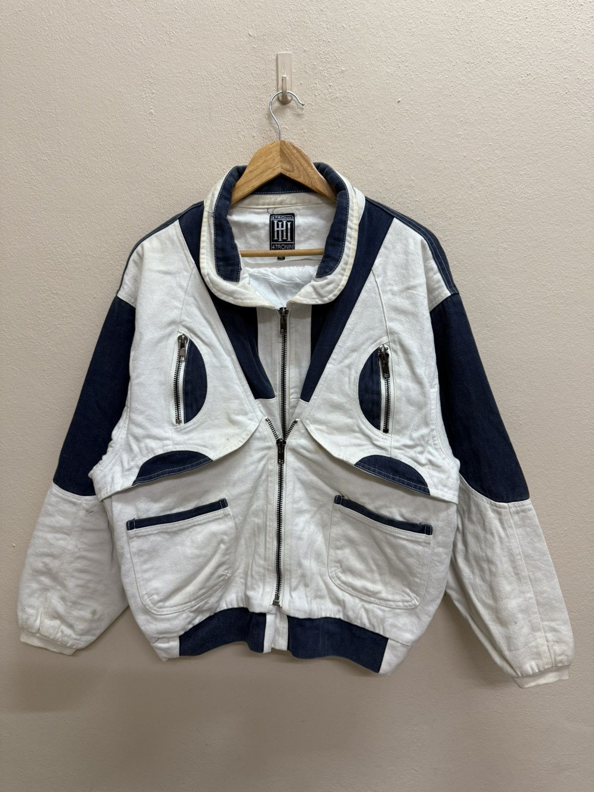 47 Vintage 47Ronin Double Zipper Denim Bomber Jacket Size US XL / EU 56 / 4 - 17 Thumbnail