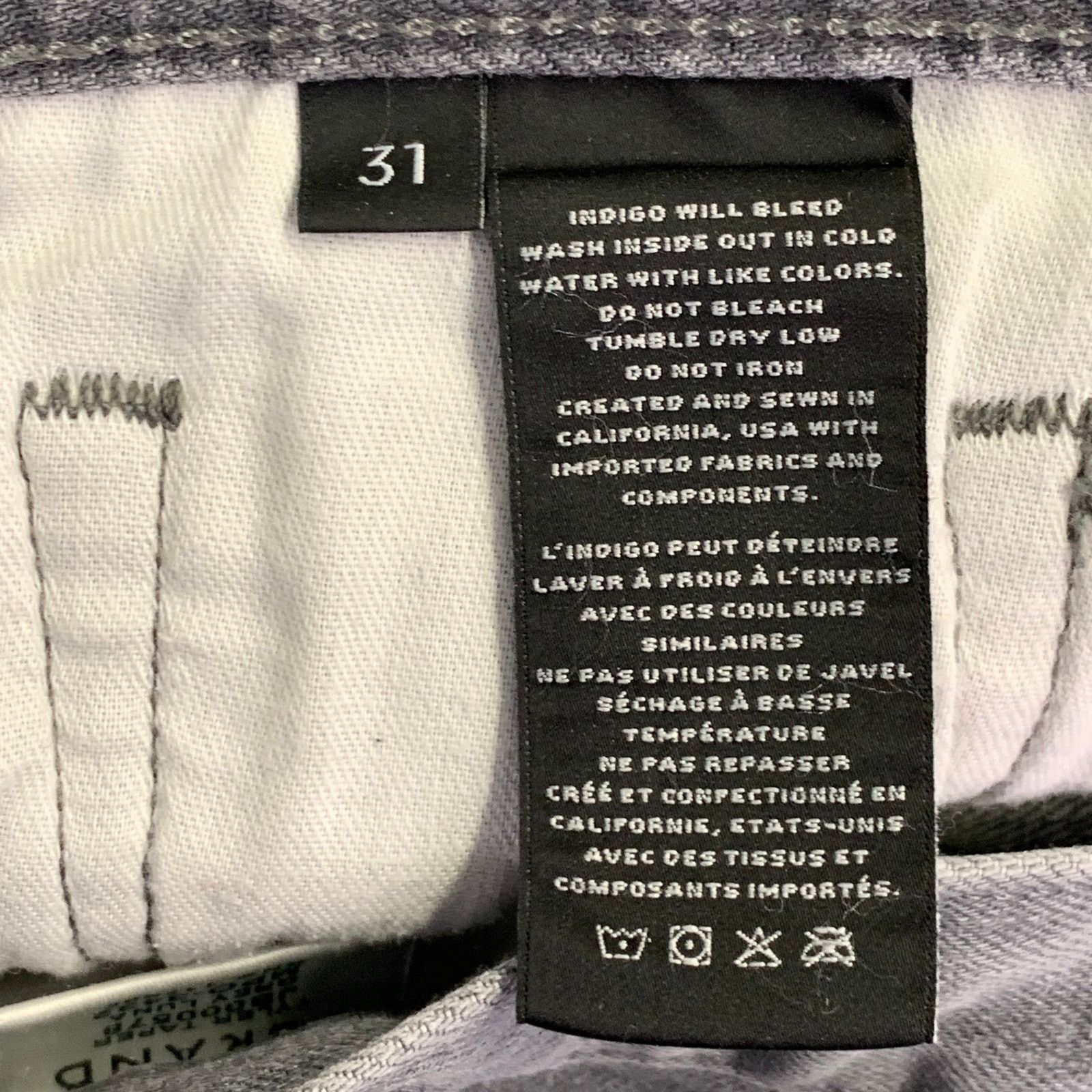 Other Tyler Grey Cotton Blend Selvedge Denim Slim Tapered Jeans Size US 31 - 5 Thumbnail