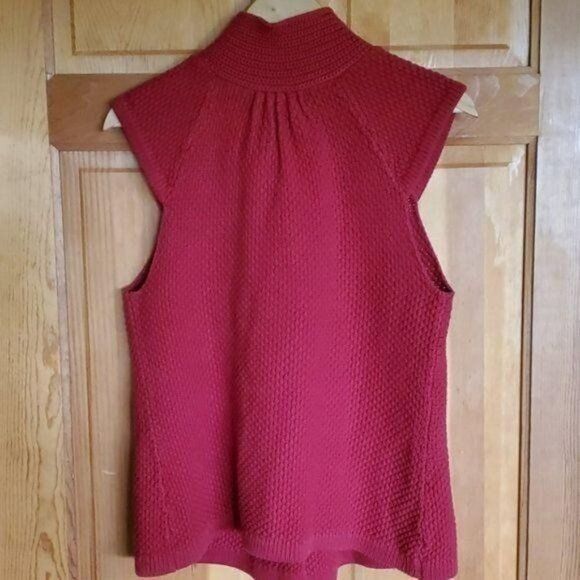 Vintage August Silk Sz. M Red Sweater Mock Neck Button Closure Vest Size M / US 6-8 / IT 42-44 - 6 Thumbnail