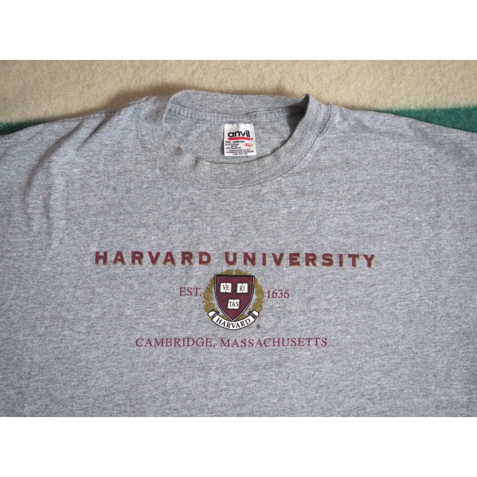 Anvil VTG 90s Y2k Anvil Harvard University Cambridge Gray College Ivy Tee T-Shirt XL Shirt Mens XS? Size US XL / EU 56 / 4 - 3 Thumbnail