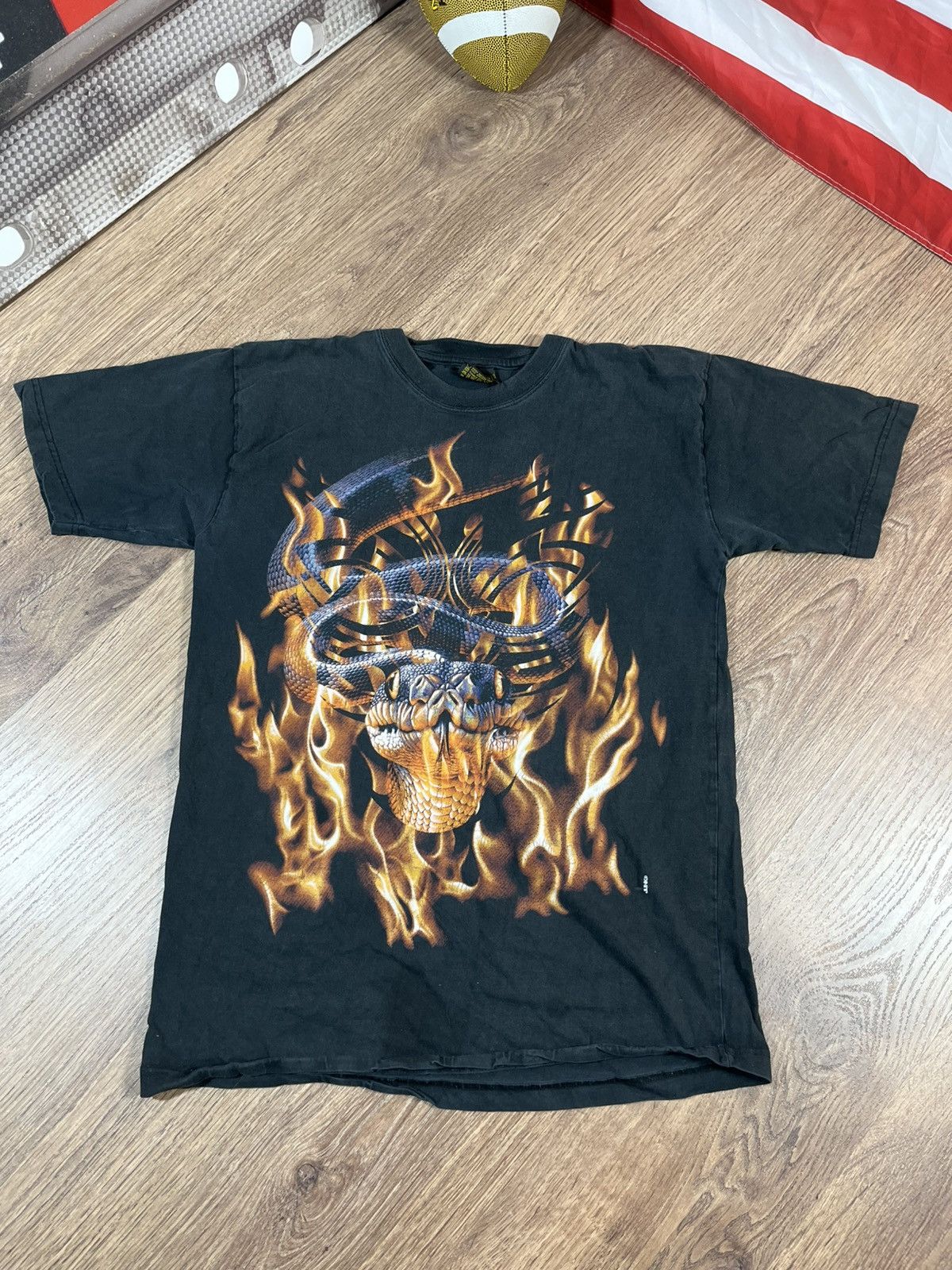 Other Vintage 90s Rattlesnake in Flames 🔥 T Shirt Size US XL / EU 56 / 4 - 1 Thumbnail