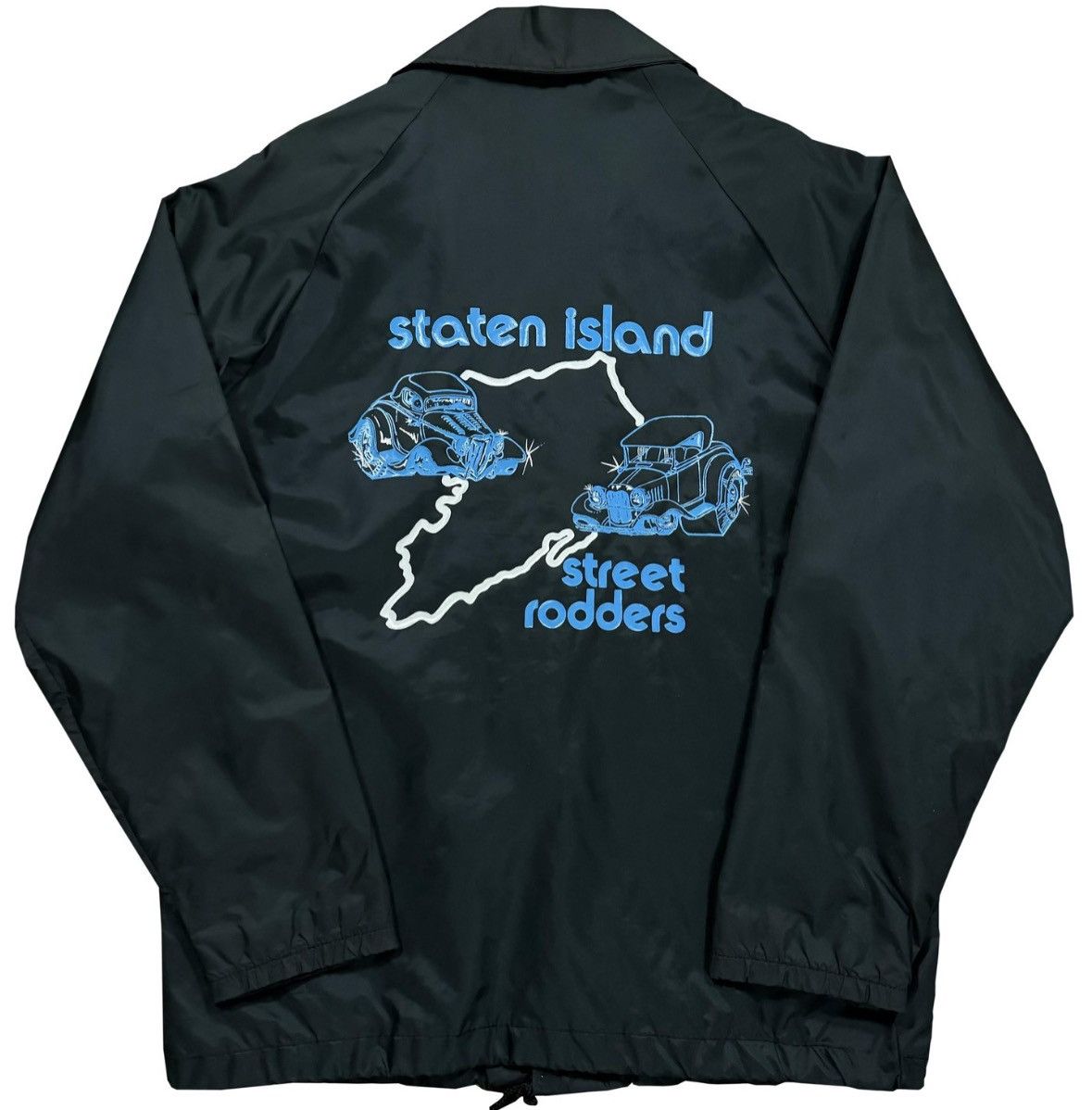 Image of Vintage Staten Island Street Rodders Coaches Jacket (Size S) in Black, Men's (Size Small)