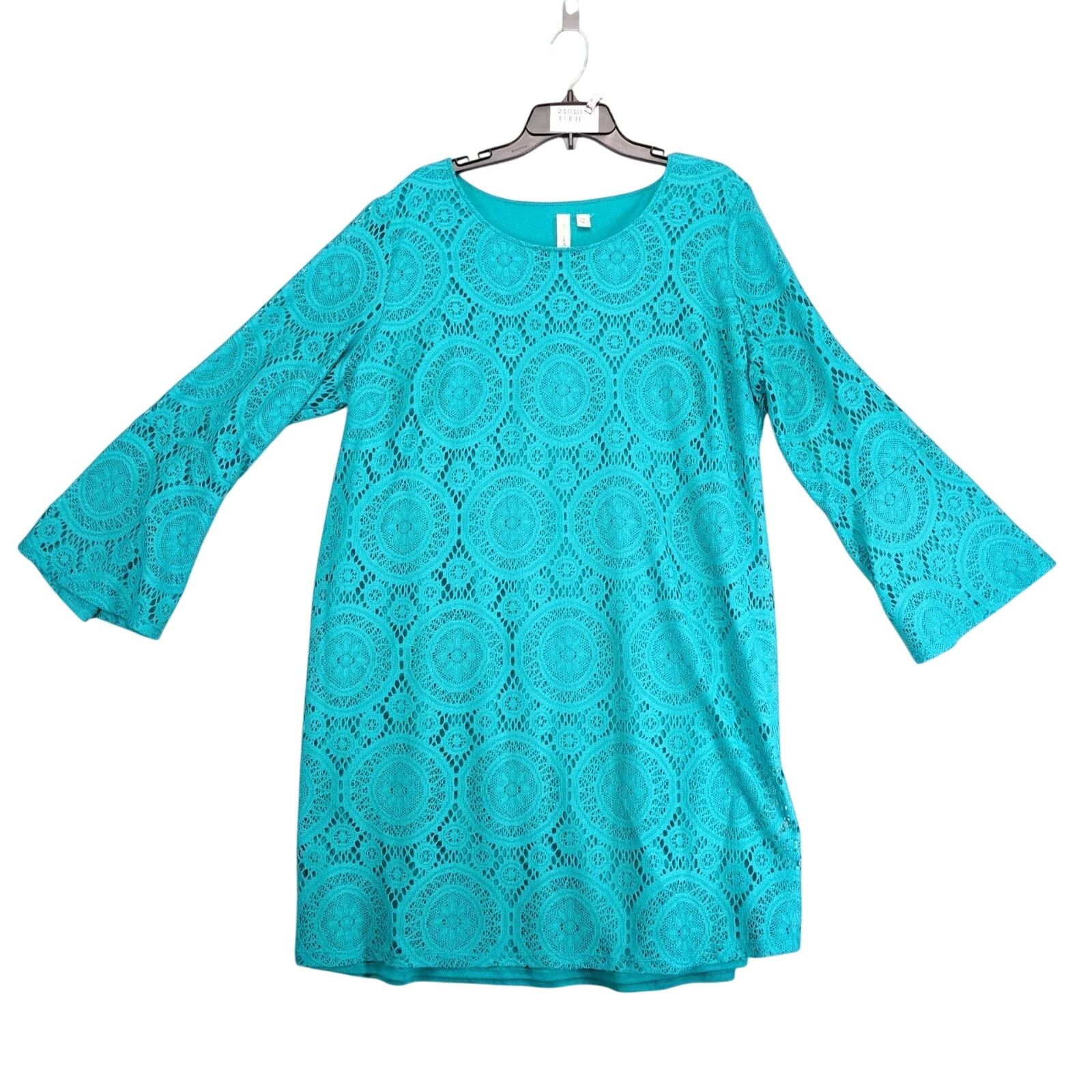 Other Tacera Teal Crochet Lace Knee-Length Dress, Plus Size 3X Size 3XL / US 20-22 - 1 Thumbnail