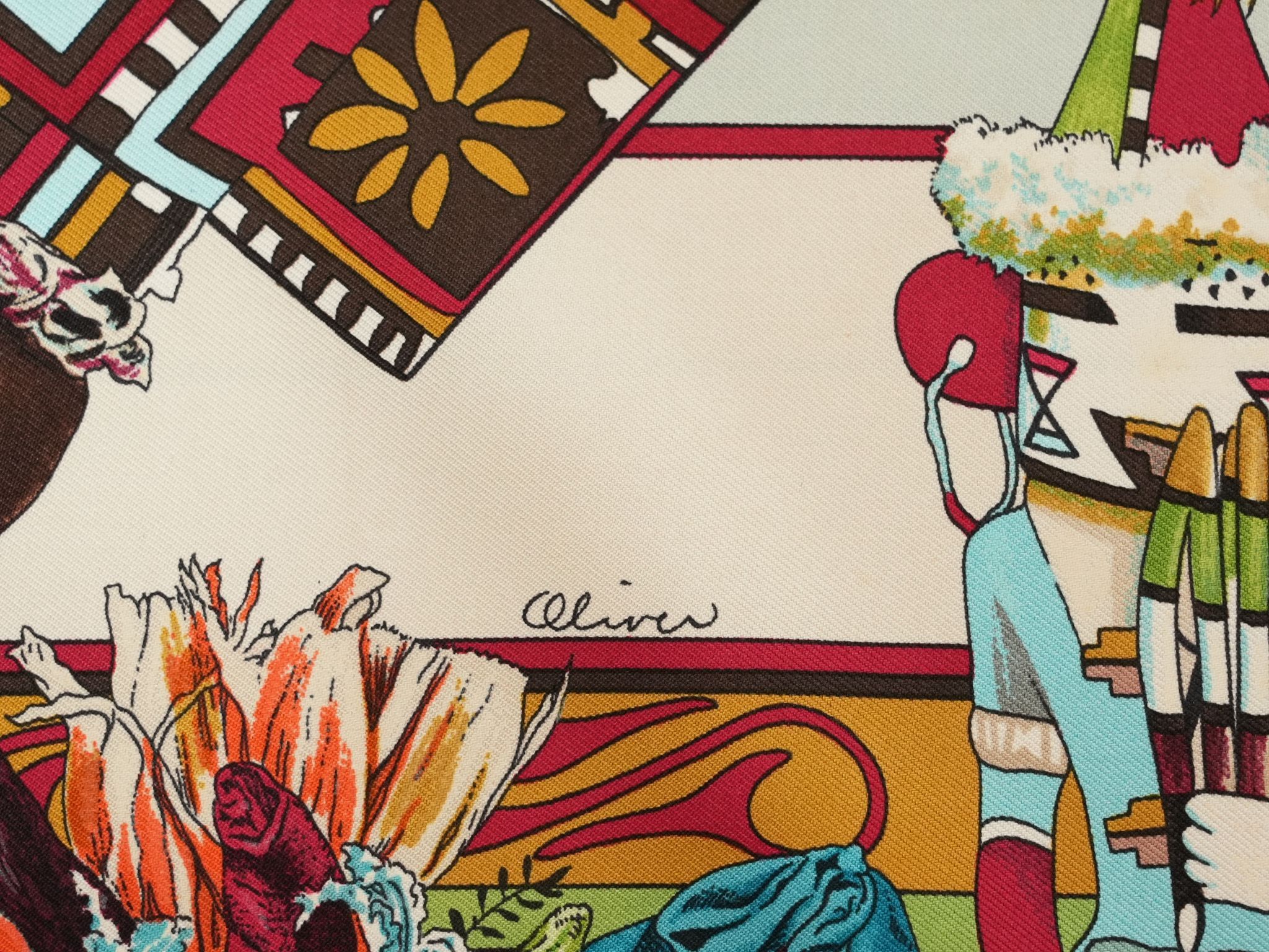 Hermes Hermes Scarf Kachina by Kermit Oliver 90 cm silk native Size ONE SIZE - 11 Thumbnail