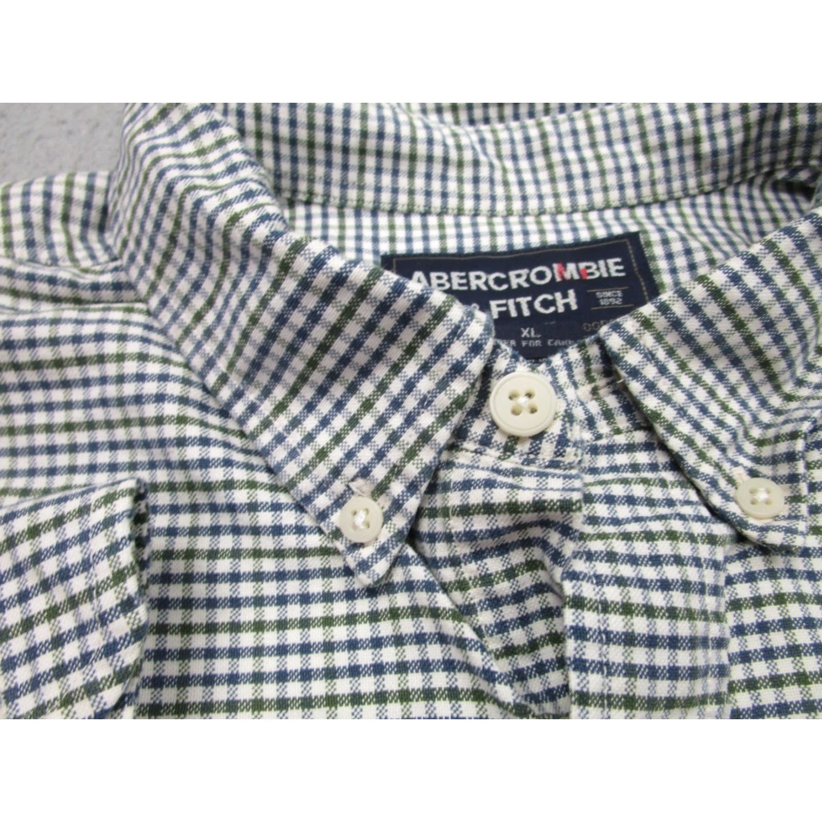 Abercrombie & Fitch VINTAGE Abercrombie & Fitch Shirt Mens XL Blue Green Oversized y2k 2000s Button-Up Collared Long Sleeve Check Cotton Size US XL / EU 56 / 4 - 4 Thumbnail