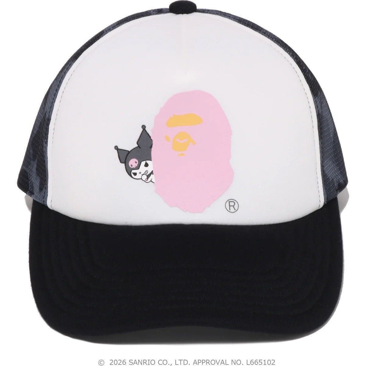 Bape A BATHING APE Sanrio Kuromi Hello Kitty ABC CAMO MESH CAP Size ONE SIZE - 3 Thumbnail
