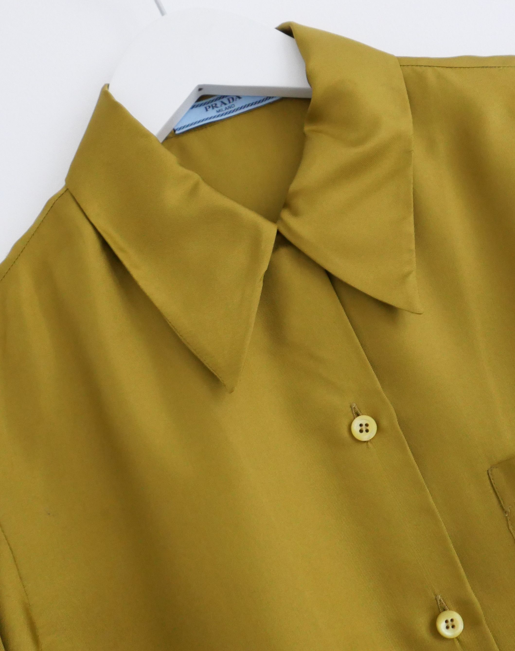 Prada Prada Fall 2015 Chartreuse Green Silk Shirt Size S / US 4 / IT 40 - 3 Thumbnail