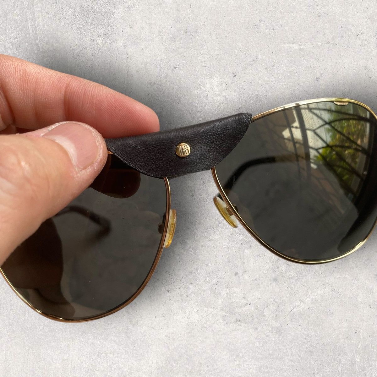 Balmain Balmain Aviator Leather Side Shield Sunglasses Size ONE SIZE - 5 Thumbnail