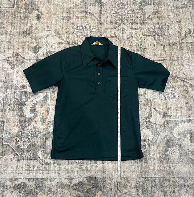 Vintage Vintage 1970s Textured Polo Shirt – Size M – Forest Green Size US M / EU 48-50 / 2 - 2 Thumbnail
