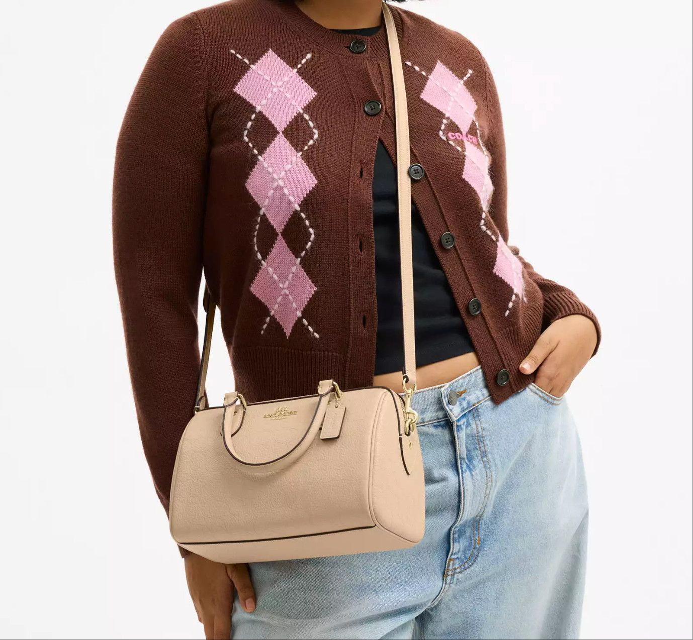 Coach Rowan Satchel Bag In Signature Leather CCD50 Oat Size ONE SIZE - 12 Thumbnail