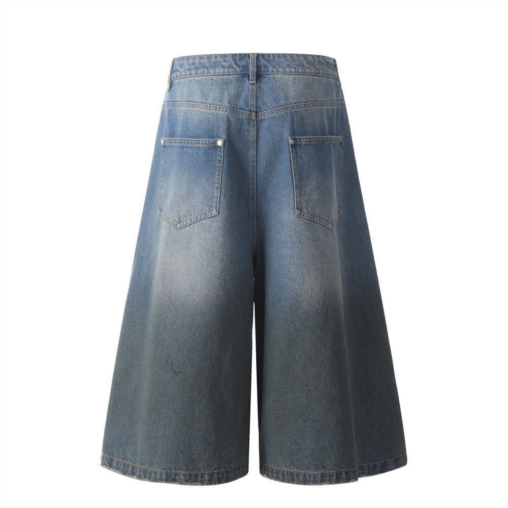 Japanese Brand × Vintage Men's street loose straight washed distressed denim shorts Size US 32 / EU 48 - 3 Thumbnail