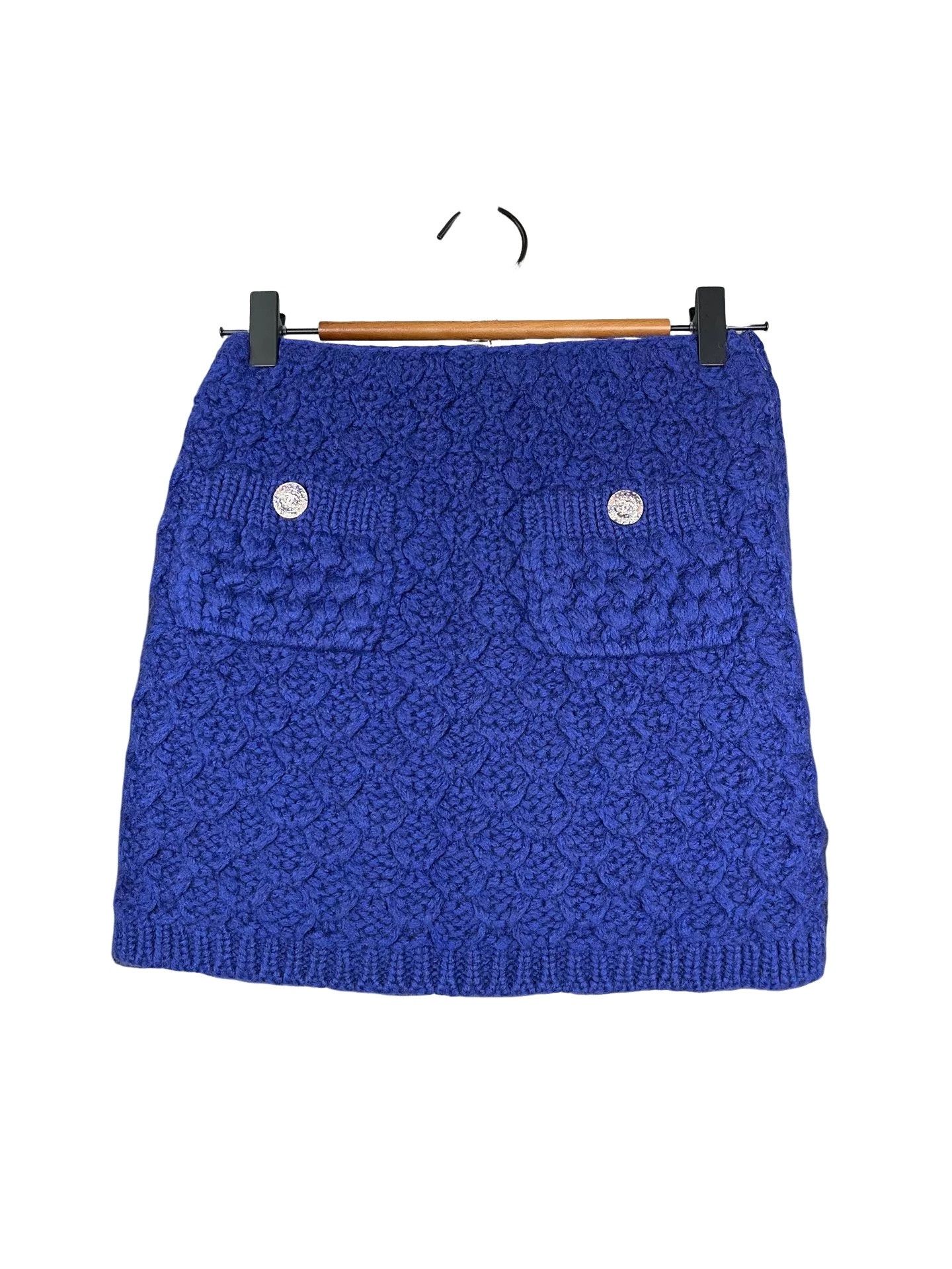 Chanel Chanel Blue Textured Knit Mini Skirt Size 34 Size 25" / US 0 / IT 36 - 1 Thumbnail