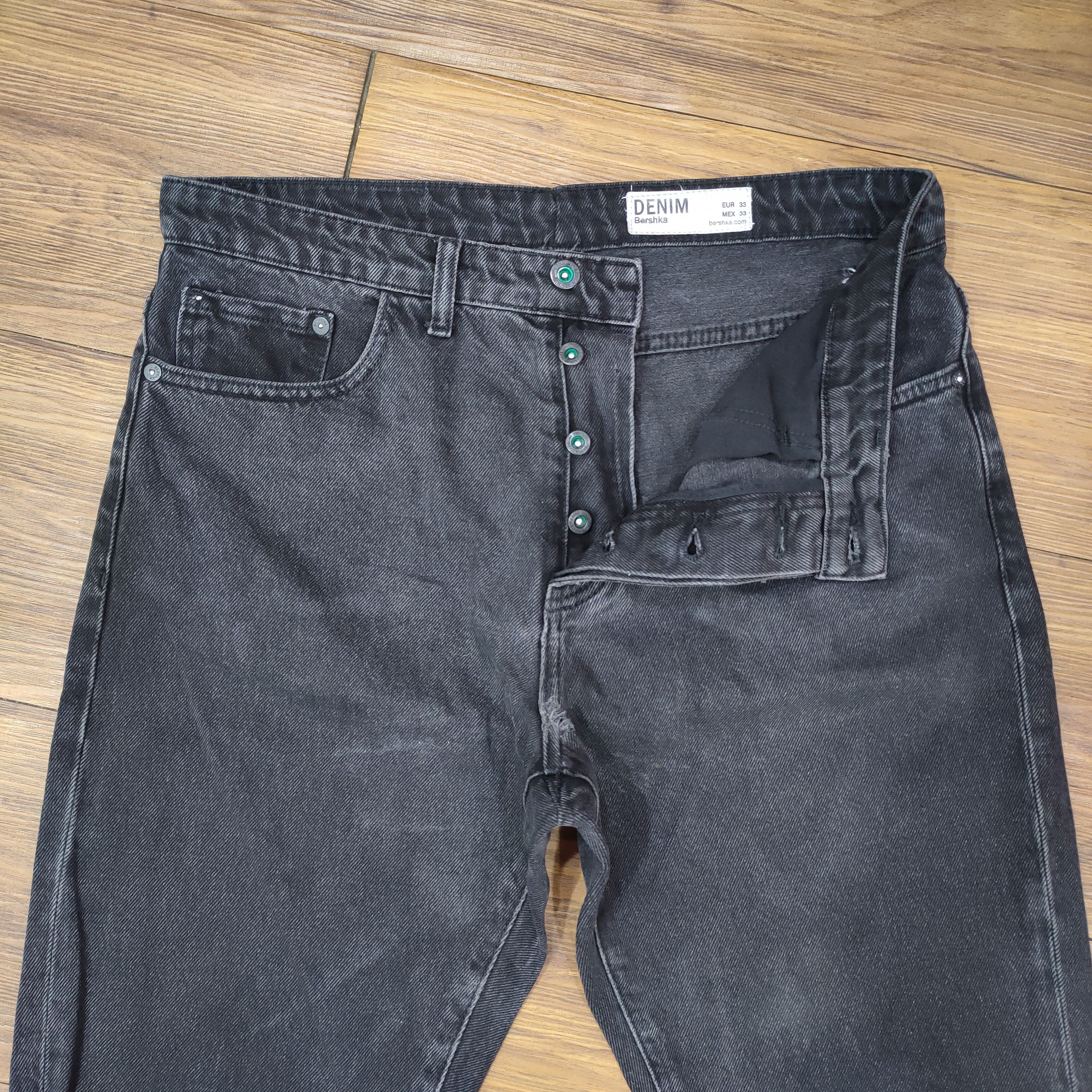 Bershka VINTAGE BERSHKA FADED BLACK RIPPED DENIM JEANS PANTS Size US 34 / EU 50 - 5 Thumbnail