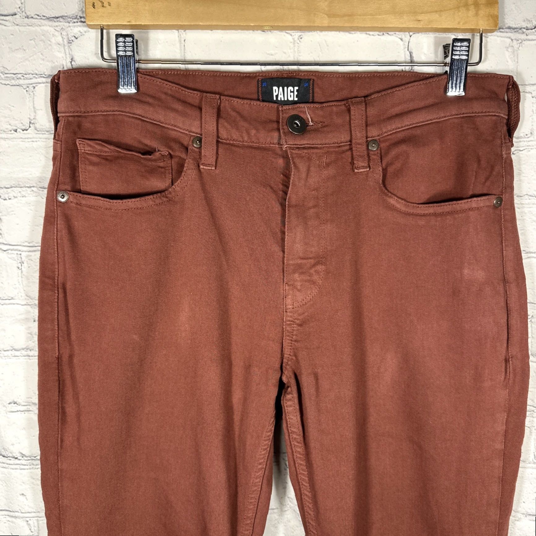 Paige Paige Federal Jeans Pants Mens 31x33 Auburn Dusk Denim Slim Straight Stretch Jeans Size US 31 - 2 Thumbnail