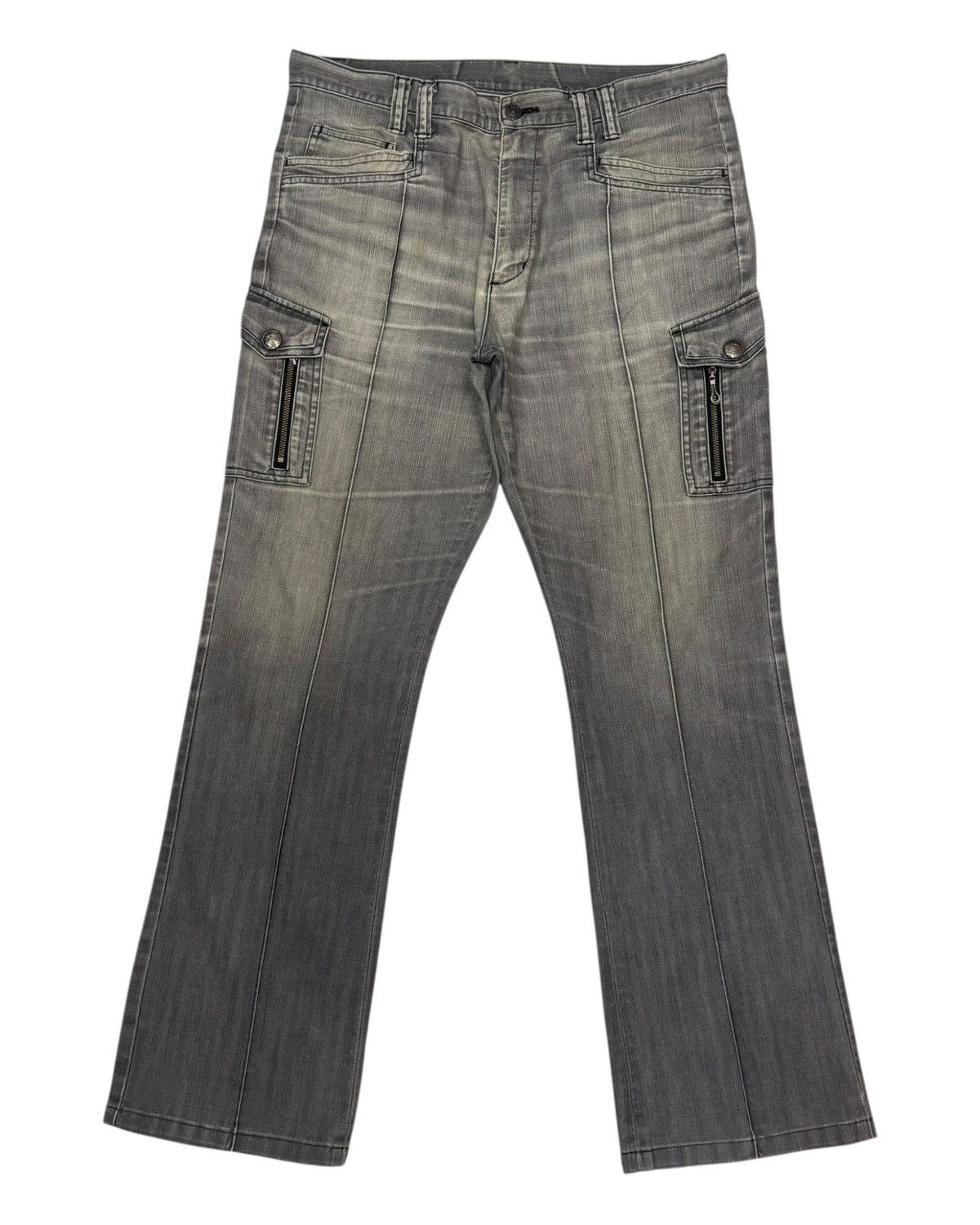 Tete Homme Vintage Japanese Brand Male & Co Faded Gray Flare Cargo Pant Size US 35 - 8 Thumbnail