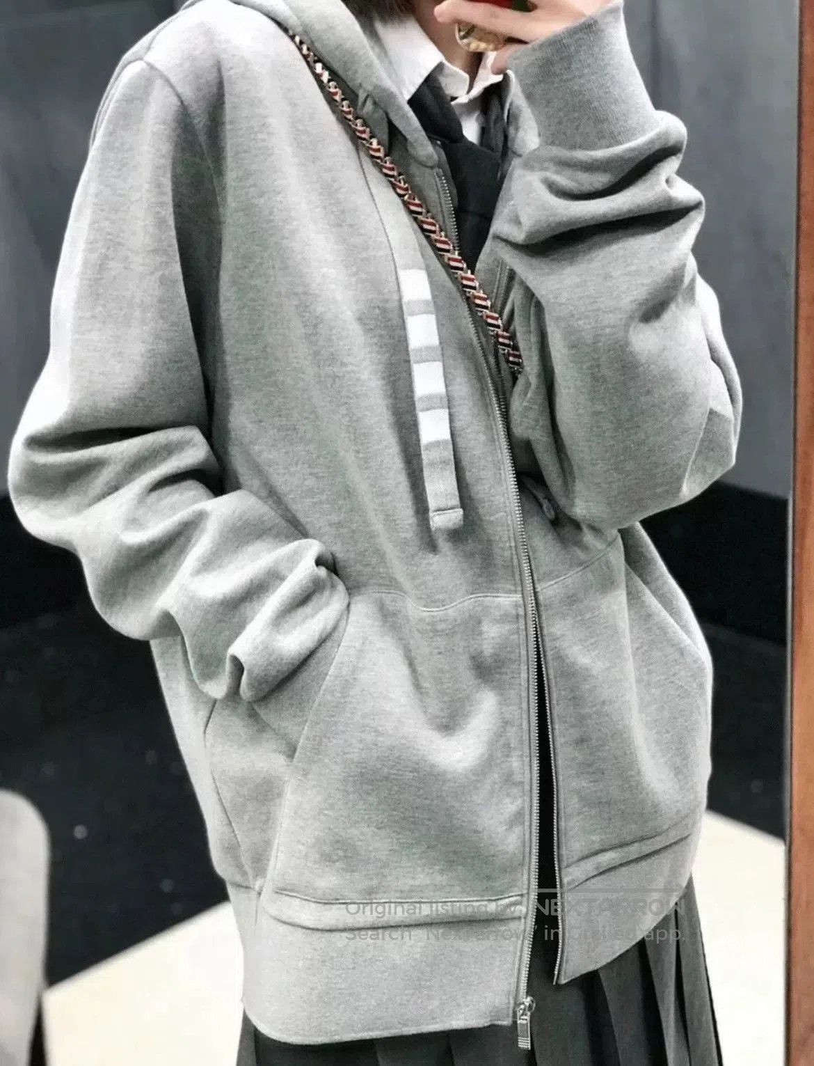 Thom Browne Thom Browne Gray Stripe Zip Hoodie. Size US M / EU 48-50 / 2 - 6 Thumbnail