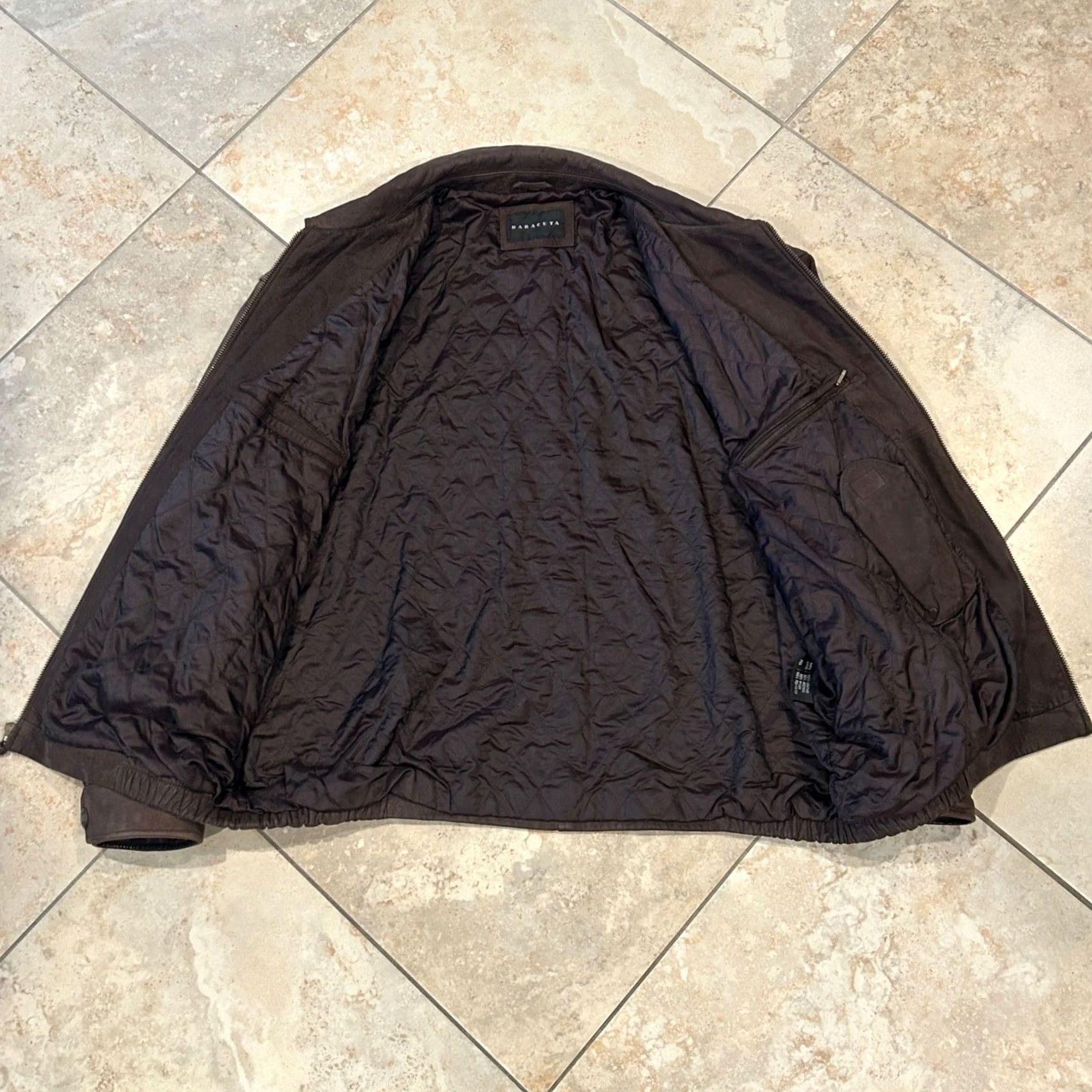 Baracuta Jacket Mens 3xl Brown Leather Bomber Full Zip Collared Quilt Lined, Men's (Size Xxl) — image 3 of 6