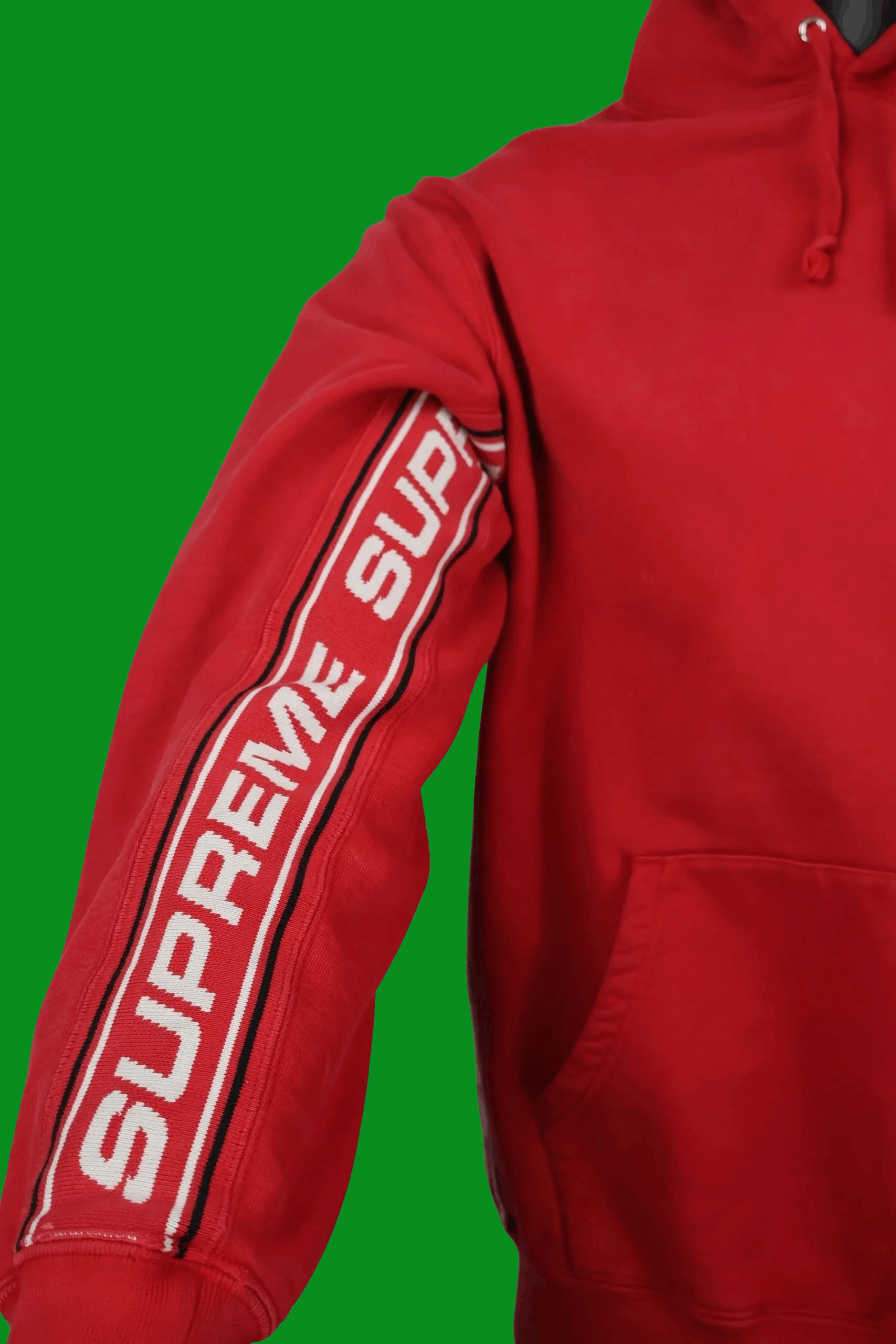 Supreme Authentic Pre-Owned 2018 Red Supreme Tape Stripe Hoodie Size US M / EU 48-50 / 2 - 4 Thumbnail