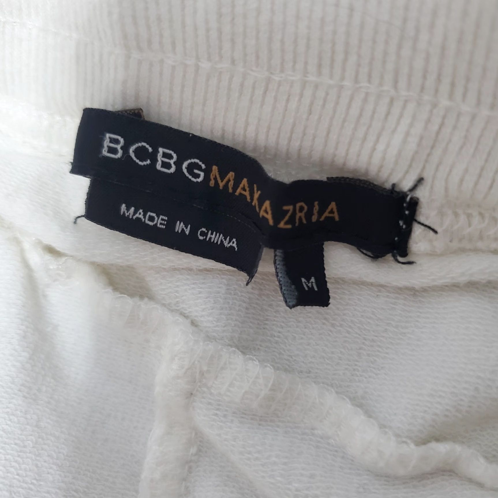 Bcbgmaxazria VINTAGE BCBGMAXAZRIA Sweatpants Women M Ivory Embellished Straight Leg Pull On Lounge Y2K 90s Size 32" / US 10 / IT 46 - 3 Thumbnail