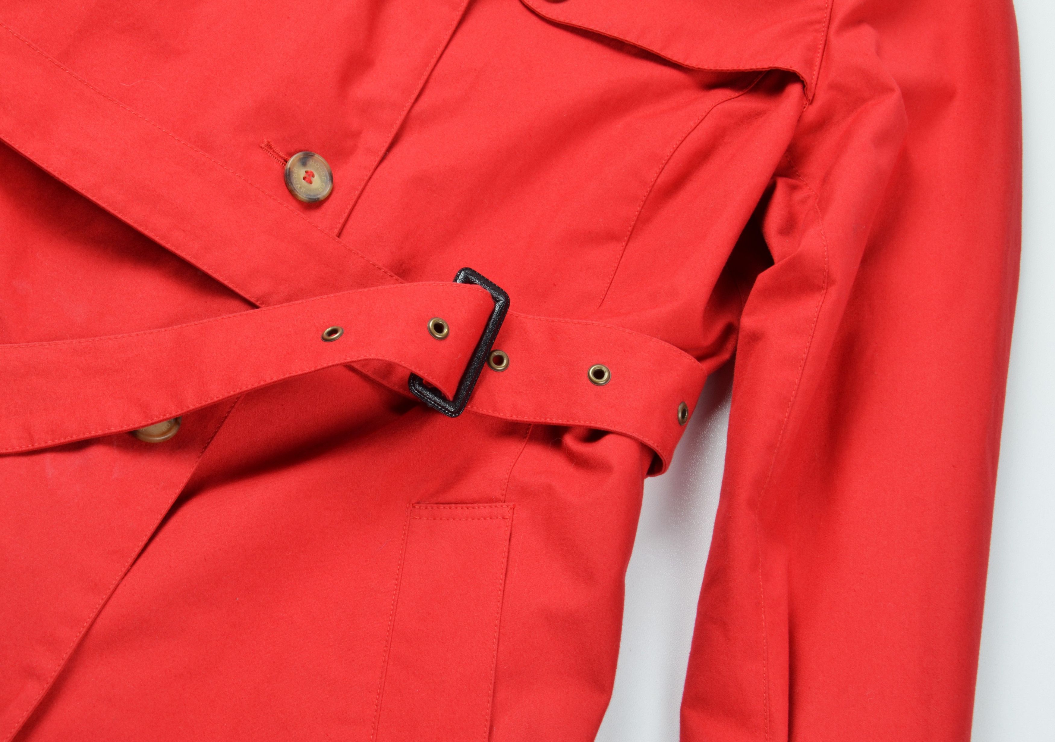 Other House Of Bruar Waxed Cotton Red Belted Trench Coat Size M / US 6-8 / IT 42-44 - 6 Thumbnail