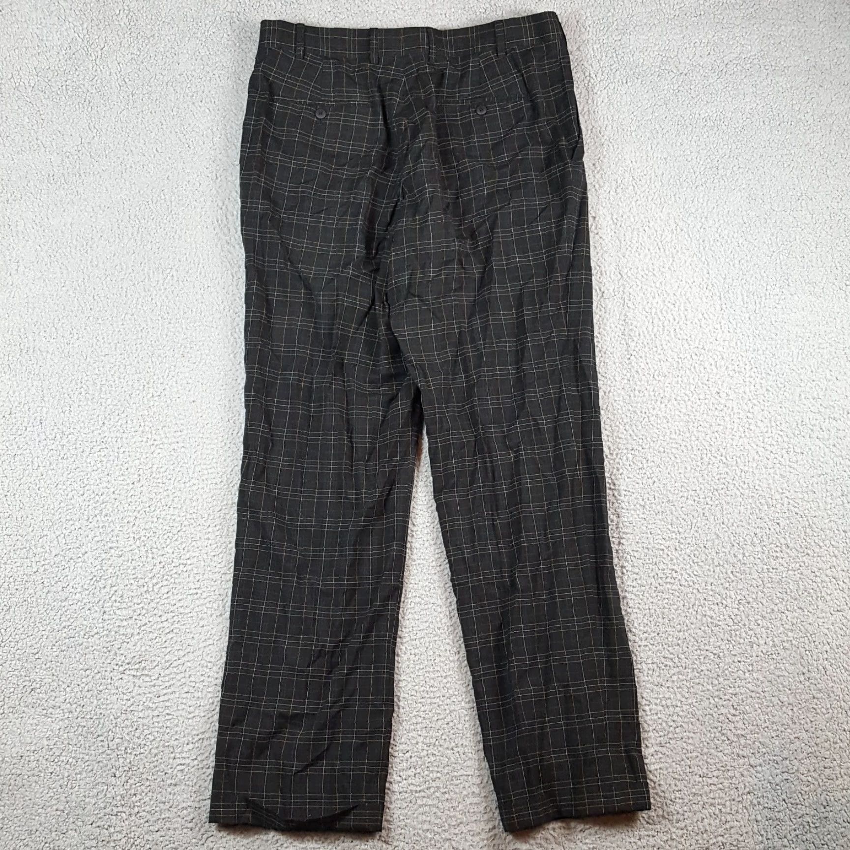 Vintage VINTAGE Tehama Dress Pants Black Plaid Check 35x33 Men Straight Leg Pockets 90s Workwear Preppy Golf Modern Style Size US 35 - 4 Thumbnail