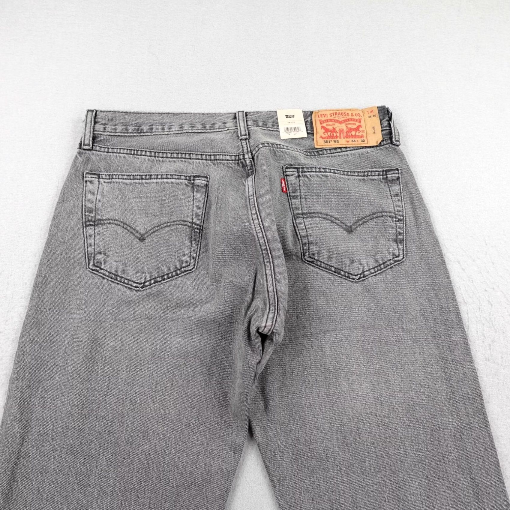 Levi's Levis Jeans Mens 34x32 Gray Denim 501 93 Straight Button Fly Distressed NEW Size US 34 / EU 50 - 7 Thumbnail