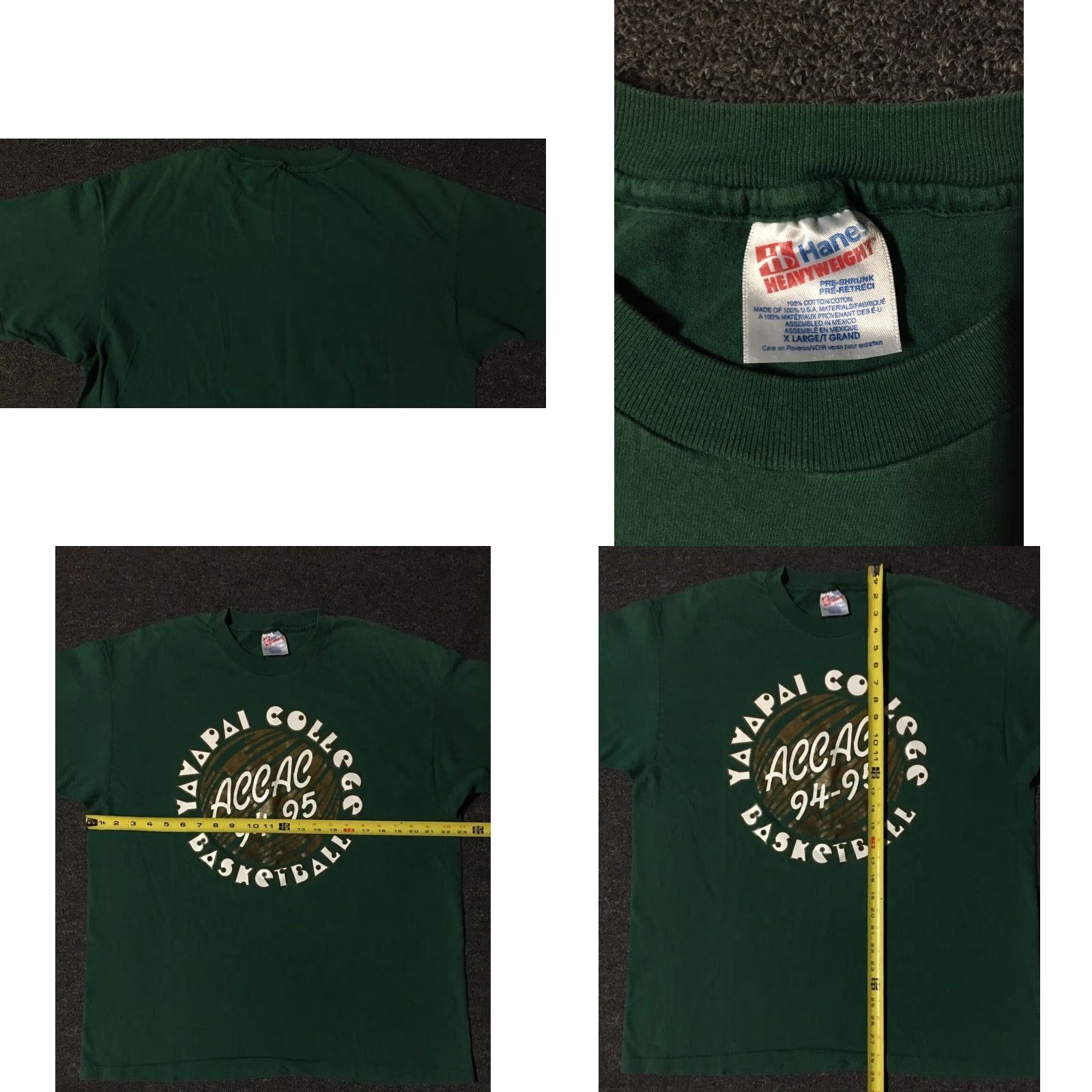 Vintage VINTAGE Yavapai College Basketball Champions Faded Shirt XL Green Men Short Sleeve Crew Neck Graphic Tee 90s College Sports USA 80s Grunge Kanye Size US XL / EU 56 / 4 - 8 Thumbnail