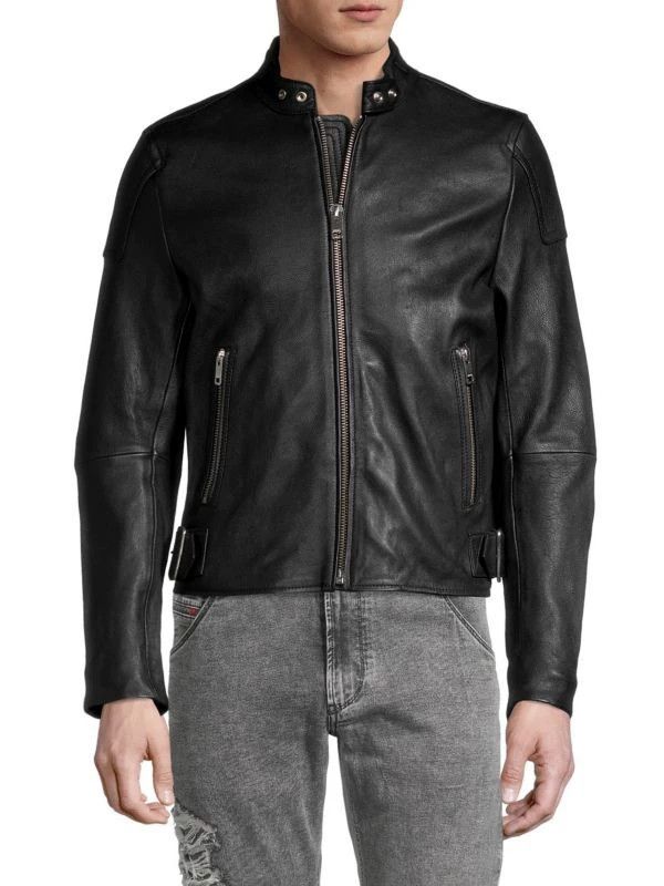 Diesel Diesel Men's Short Stand Collar Leather Jacket Size US S / EU 44-46 / 1 - 1 Thumbnail