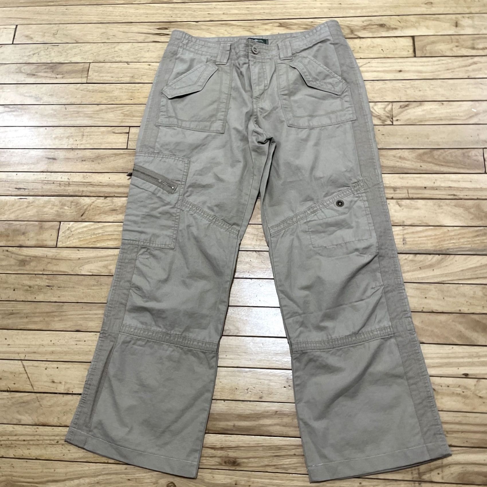 Eddie Bauer VINTAGE Eddie Bauer Cargo Pants Women 8 Straight Khaki Sub Herringbone Flax 3349 NEW Size 30" / US 8 / IT 44 - 3 Thumbnail