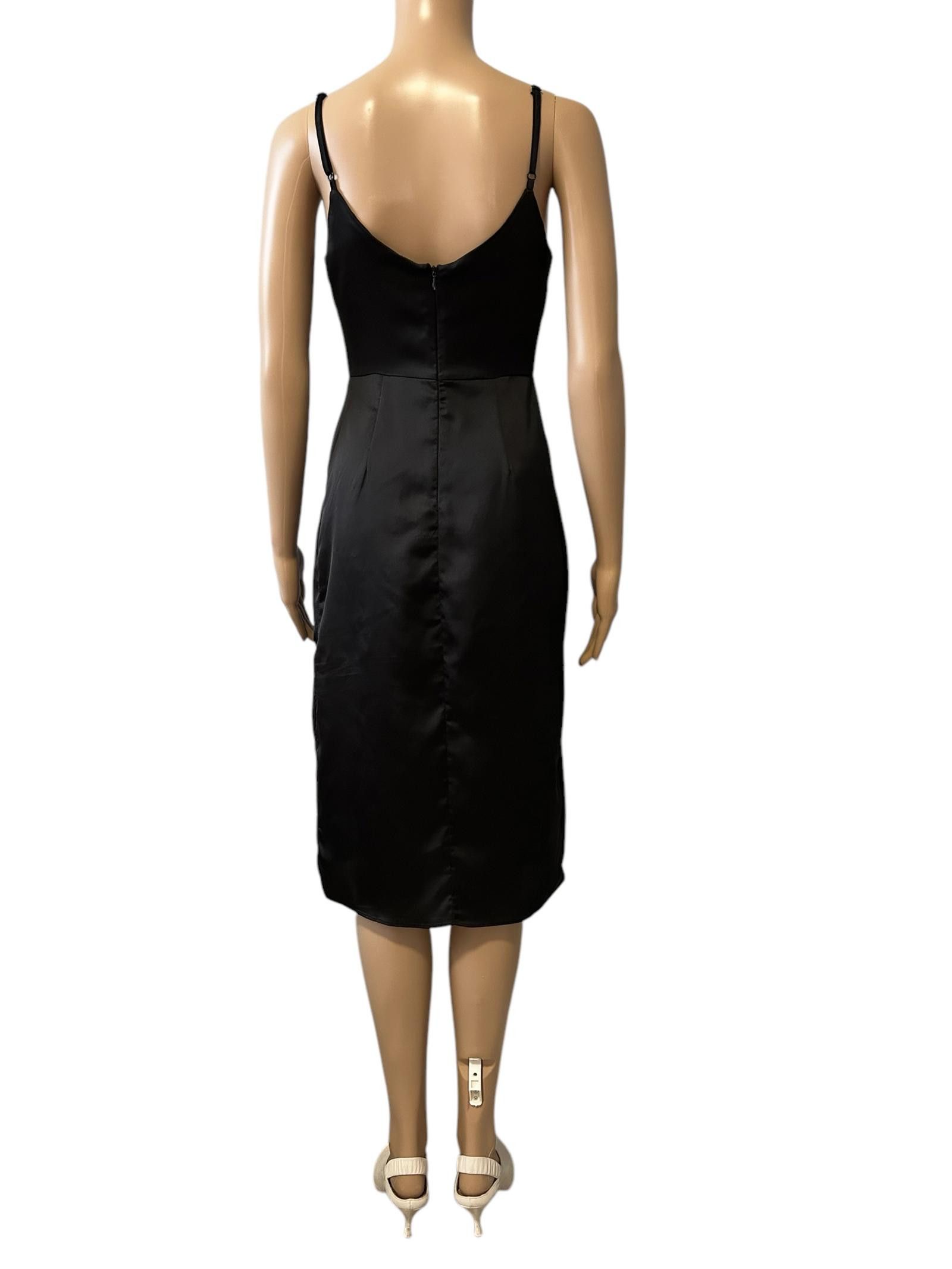 Noah Elegant Black Satin Midi Dress - Perfect for Any Occasion Size S / US 4 / IT 40 - 3 Thumbnail