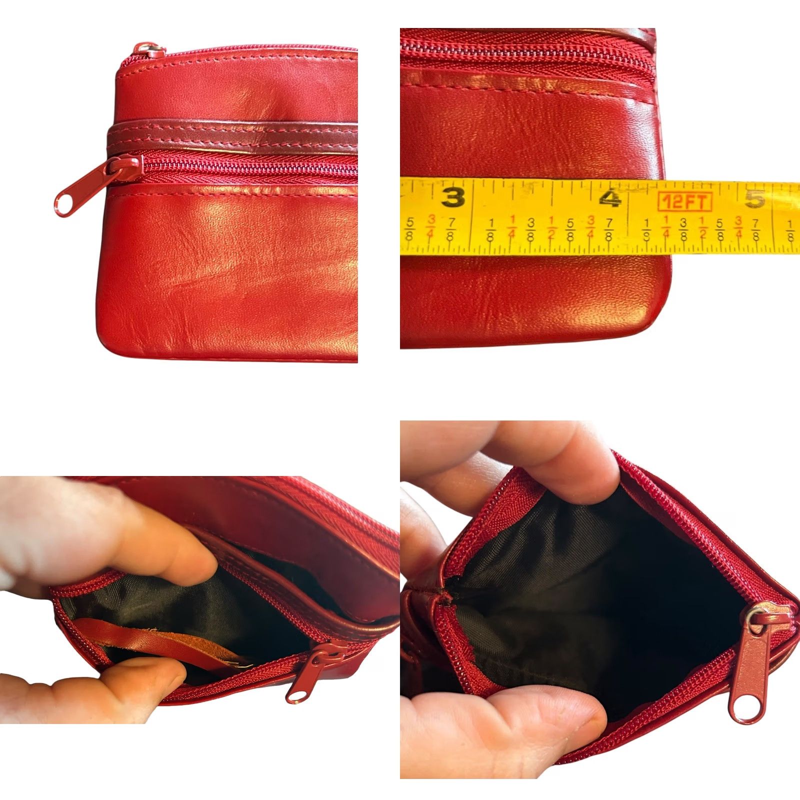 Vintage VINTAGE Buxton Top Grain Cowhide Leather RED Women's Coin & Key Purse 4" x 3.5" Wallet Zip-Around Size S / US 4 / IT 40 - 9 Thumbnail