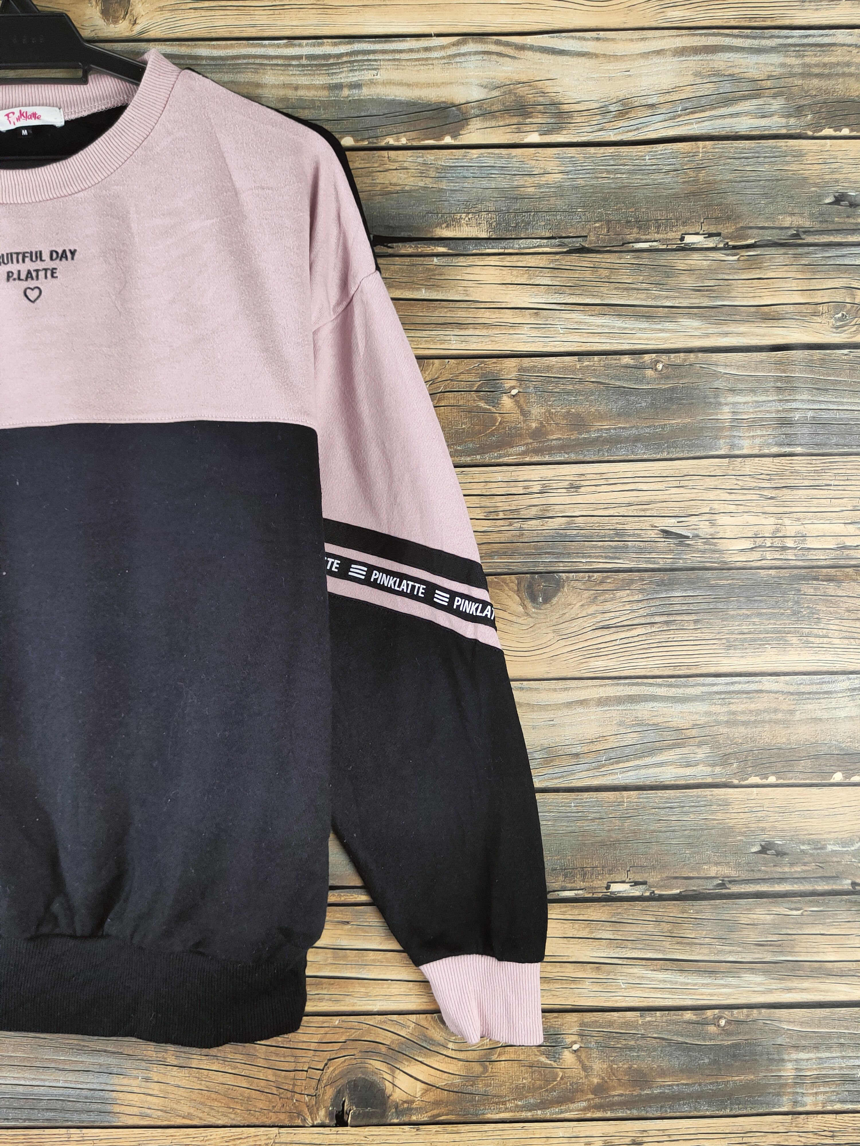 Japanese Brand VINTAGE Pinklatte Black Pink Sweatshirts Size M / US 6-8 / IT 42-44 - 5 Thumbnail