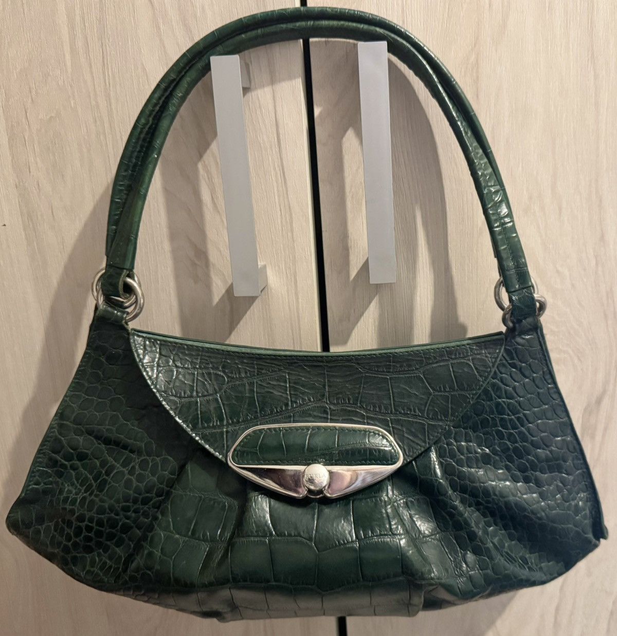 Furla Furla green croco genuine leather dual carry shoulder bag Size ONE SIZE - 1 Thumbnail