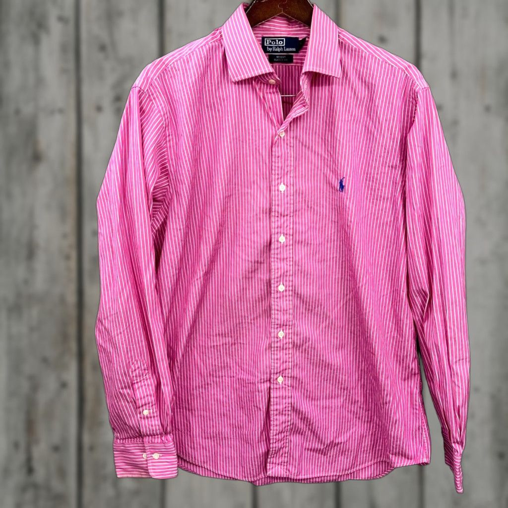 Polo Ralph Lauren VINTAGE Polo Ralph Lauren Shirt Men's 16.5 Large Pink Regent Fit Preppy Dad Polo Ralph Lauren Shirt, 16.5 Large, Pink, Button-Up, Classic, 90s, Mens Size US L / EU 52-54 / 3 - 1 Thumbnail