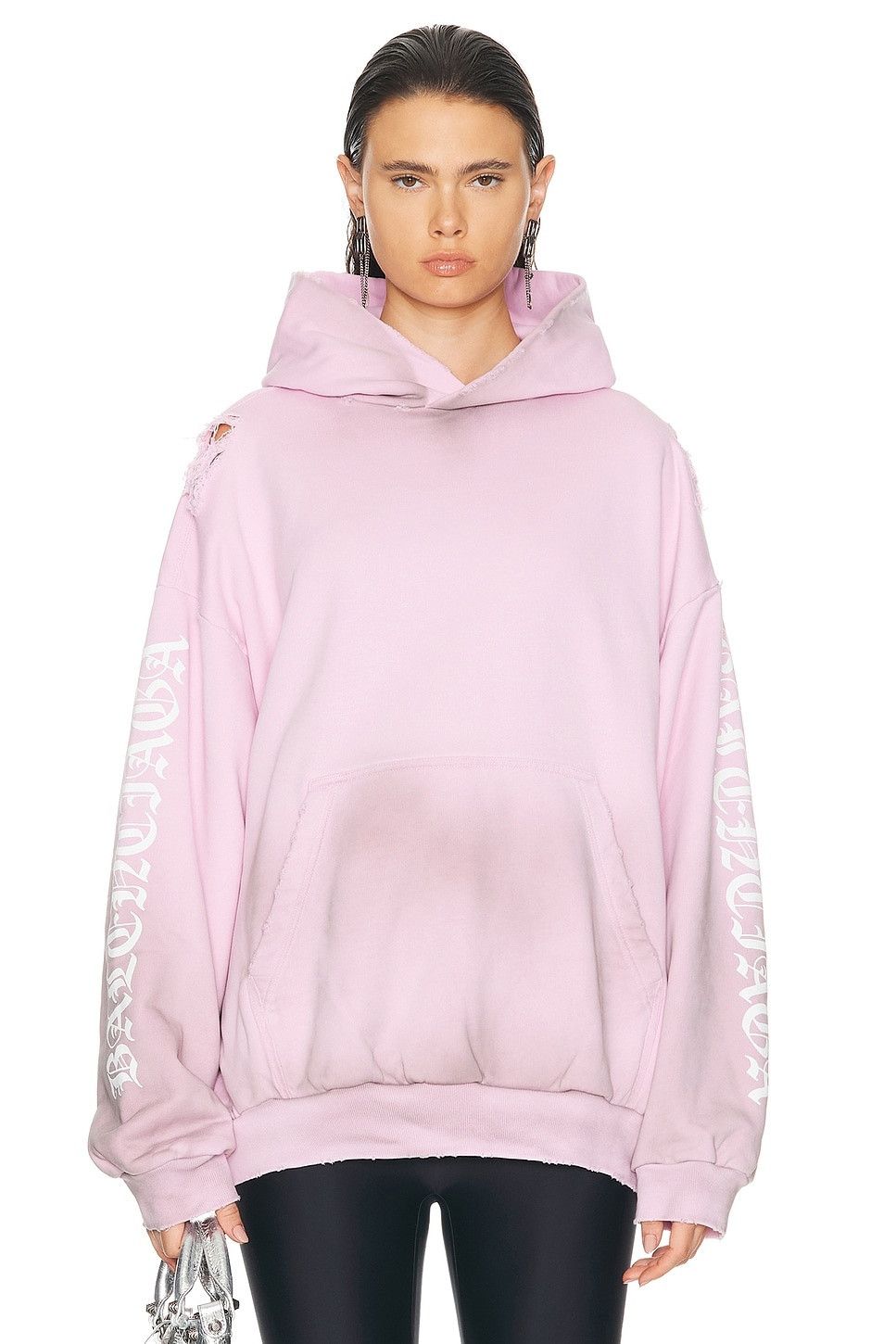 Balenciaga o1y0625 Logo Hoodie in Pink Size S / US 4 / IT 40 - 1 Thumbnail