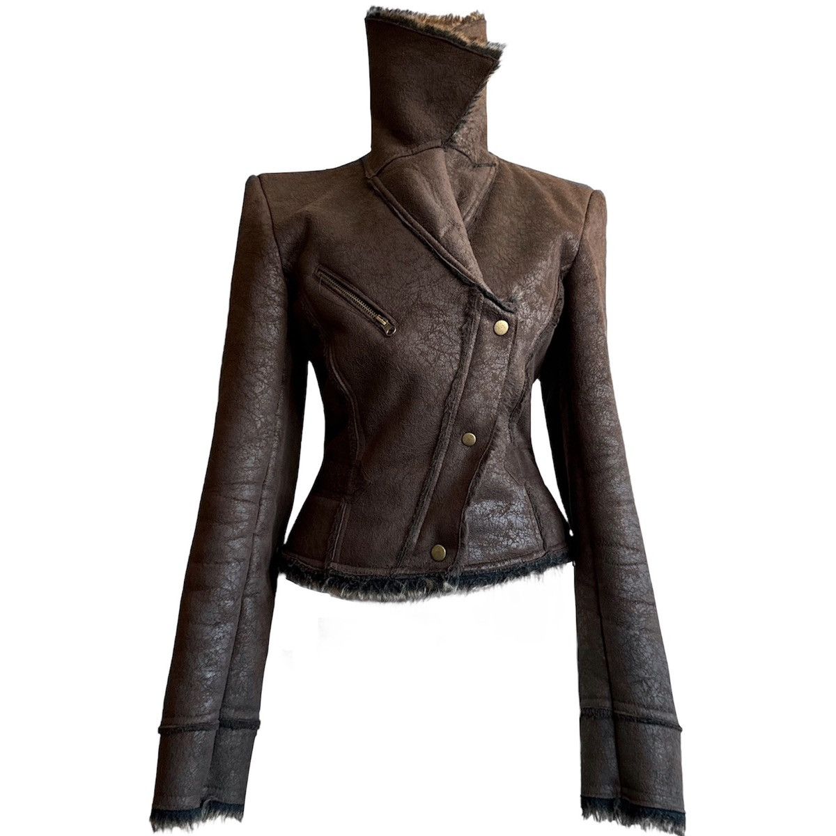 Vintage Vintage asymmetric avant-garde biker moto pirate jacket Size S / US 4 / IT 40 - 1 Thumbnail