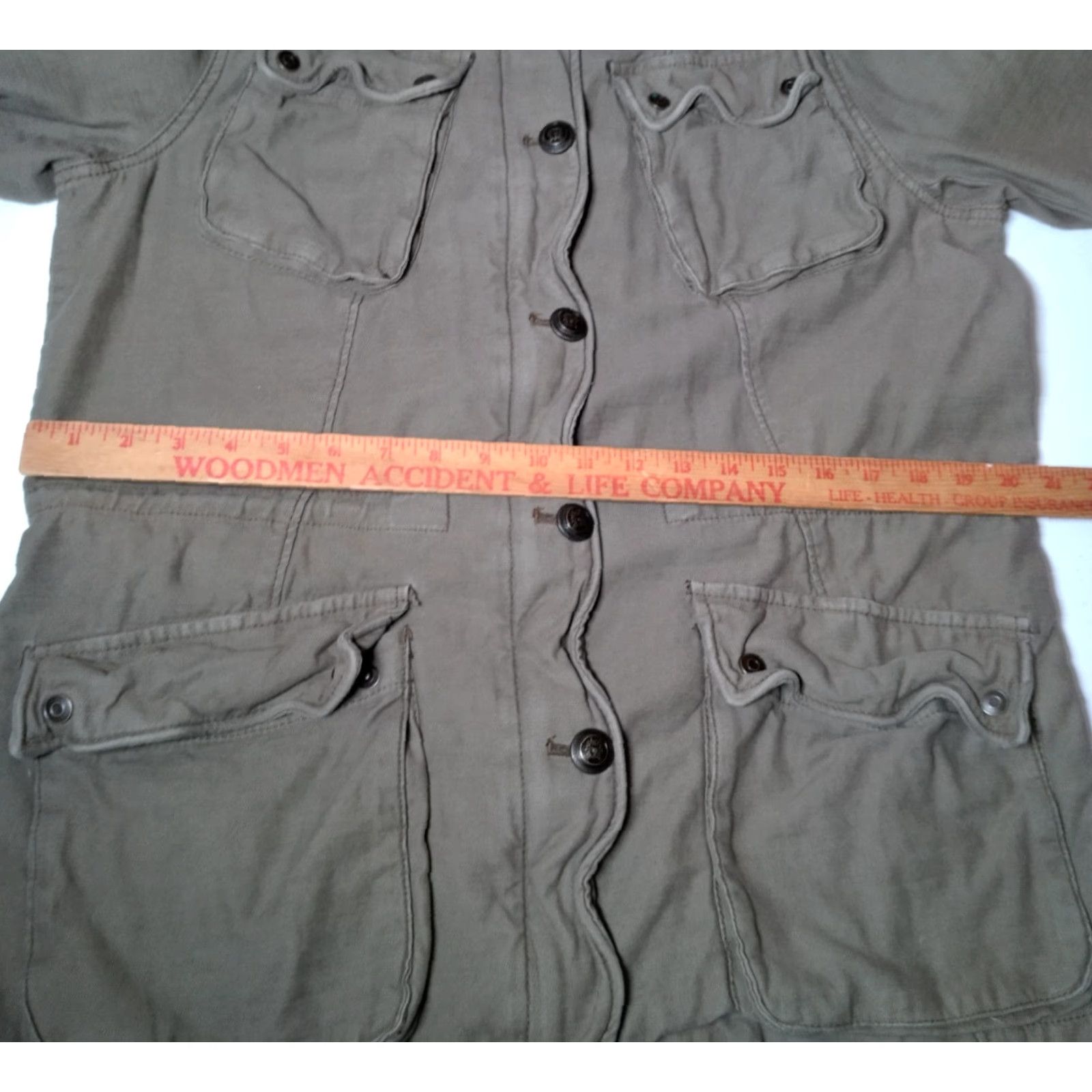 Free People VINTAGE Free People Military Jacket Women Medium Army Green Utility Coat Fall Spring Summer Winter Size M / US 6-8 / IT 42-44 - 4 Thumbnail