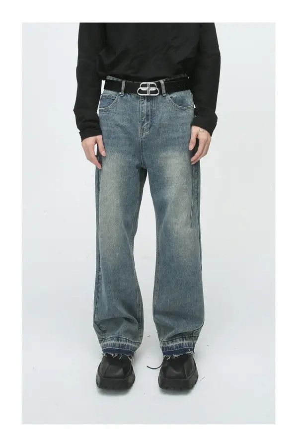 Japanese Brand VIBE Vintage loose straight-leg raw edge jeans Size US 32 / EU 48 - 1 Thumbnail