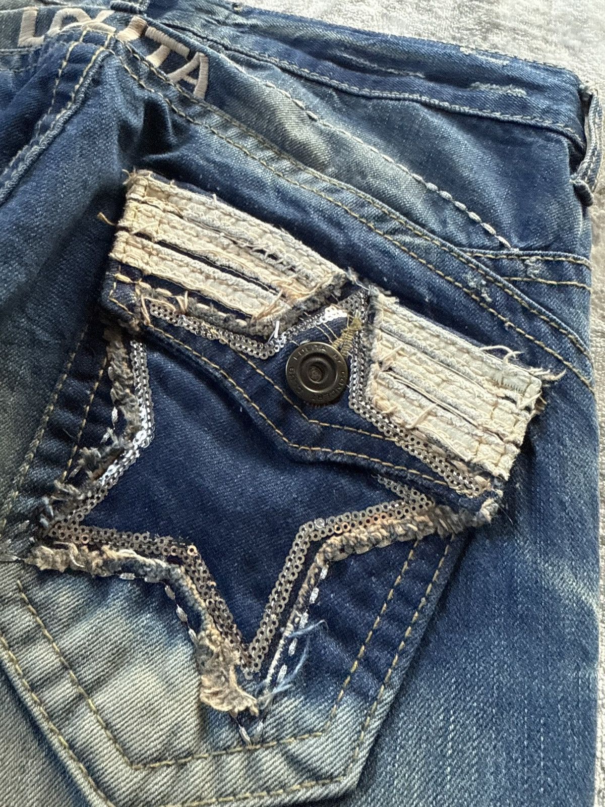 Hysteric Glamour × Playboy Yoshitomo Lolita Embellished Studded Shadow Wash Jeans Size US 29 - 21 Thumbnail
