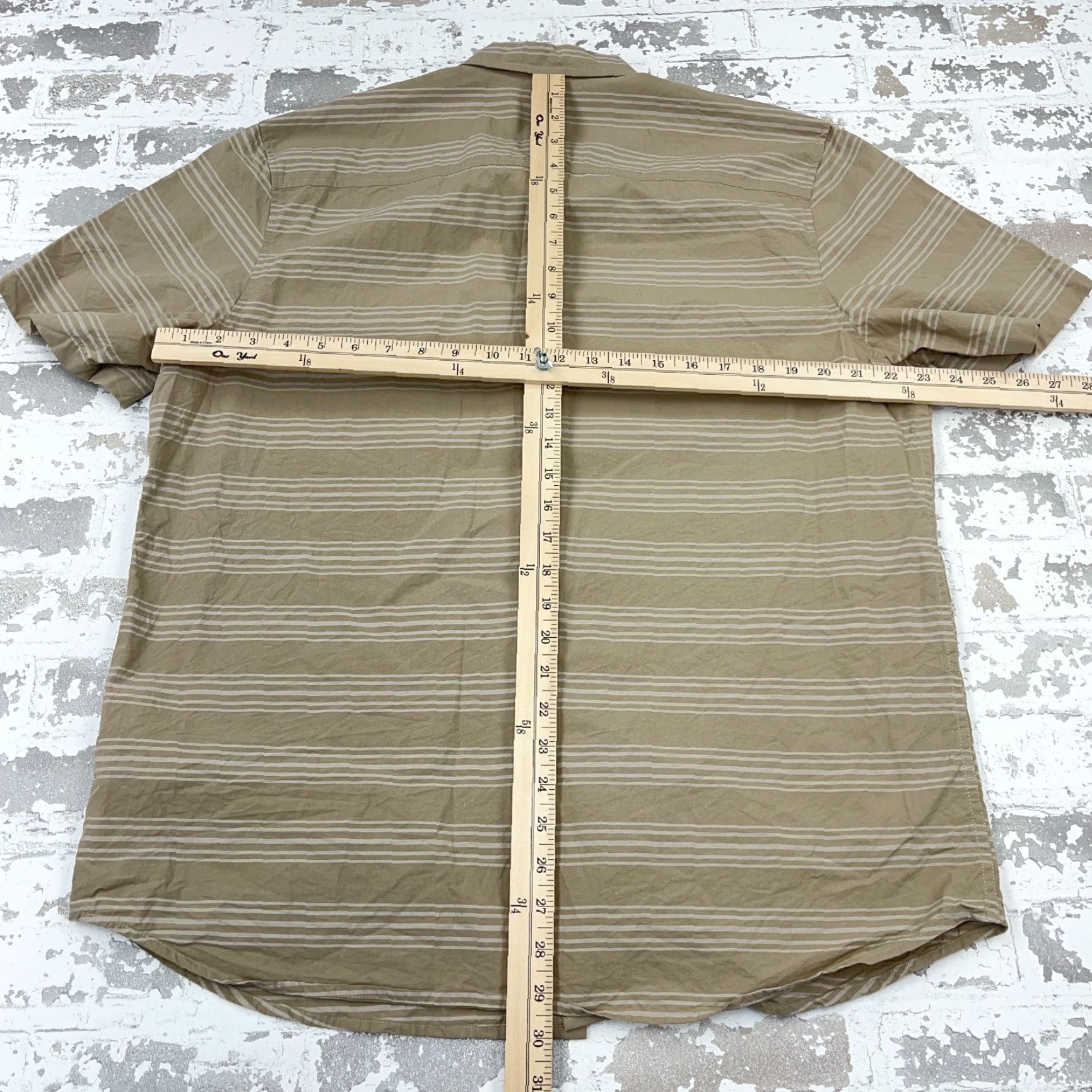 Oakley Oakley Shirt Men XL Brown Striped Button-Up Front Pocket Casual Shirt Size 46R - 7 Thumbnail