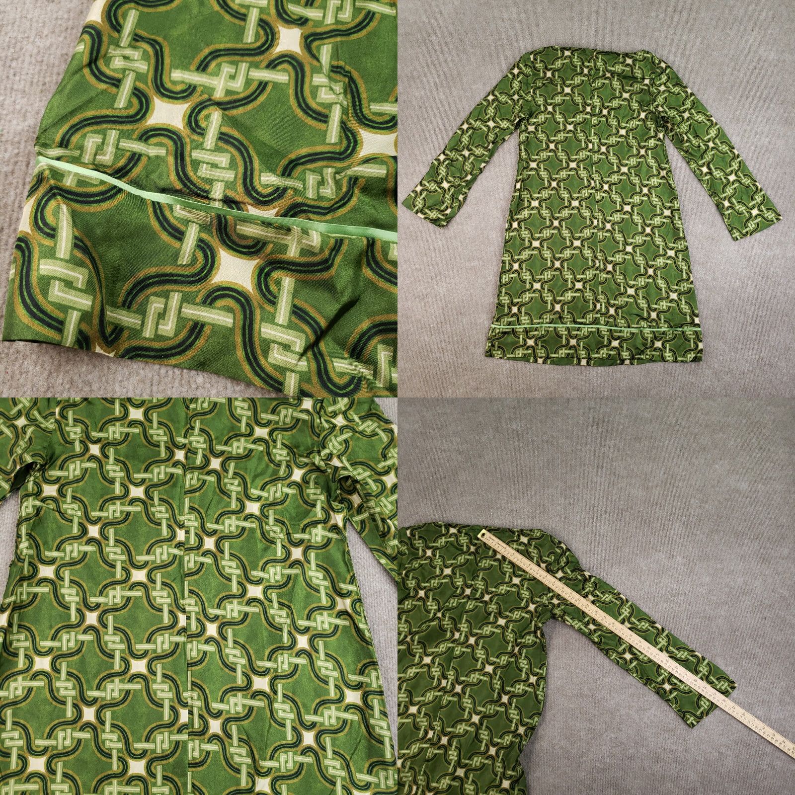 Vintage VINTAGE Maliparmi Dress Geometric 100% Silk Green Shift Womens Size 40 Knee Length Casual Size S / US 4 / IT 40 - 8 Thumbnail