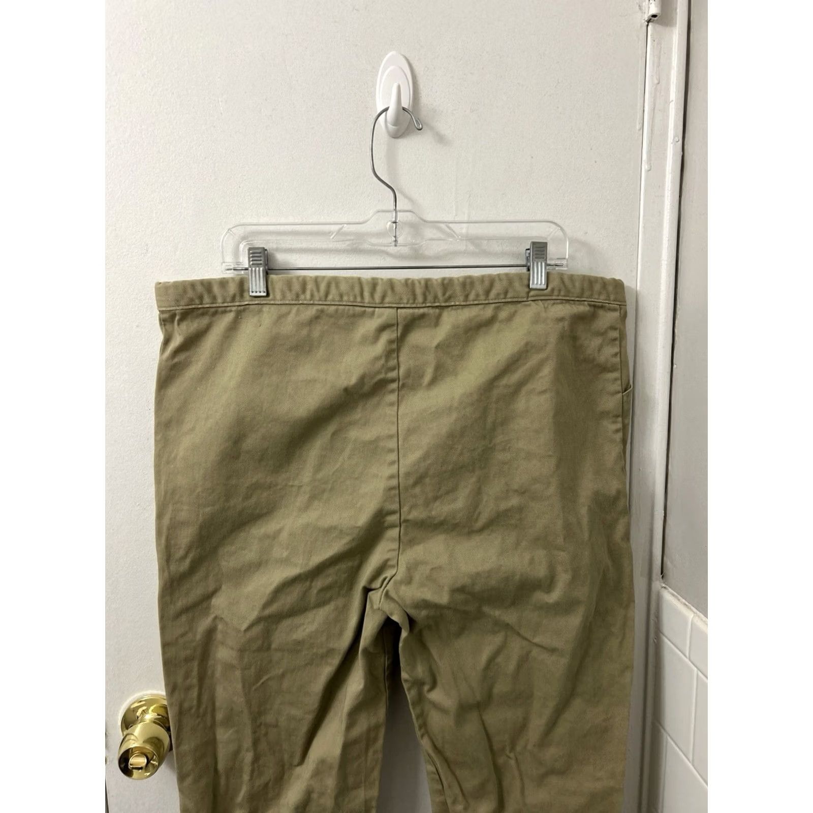 Lands' End VINTAGE Lands' End Pants Womens M 38x33 Khaki Beige Cotton Twill Drawstring Pockets Straight Leg 90s USA Size 32" / US 10 / IT 46 - 7 Thumbnail