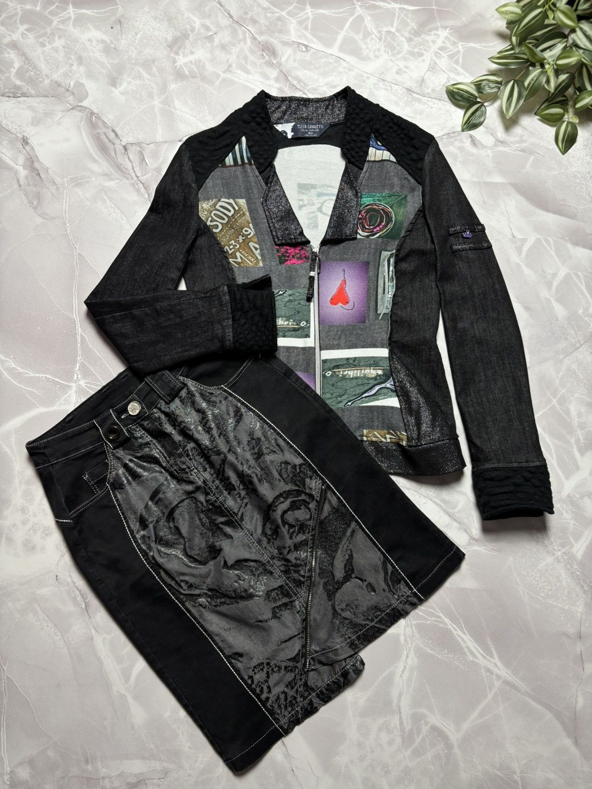 Elisa Cavaletti Elisa Cavaletti Art Patchwork 2-Piece Set Black Womens XS/S Size S / US 4 / IT 40 - 4 Thumbnail