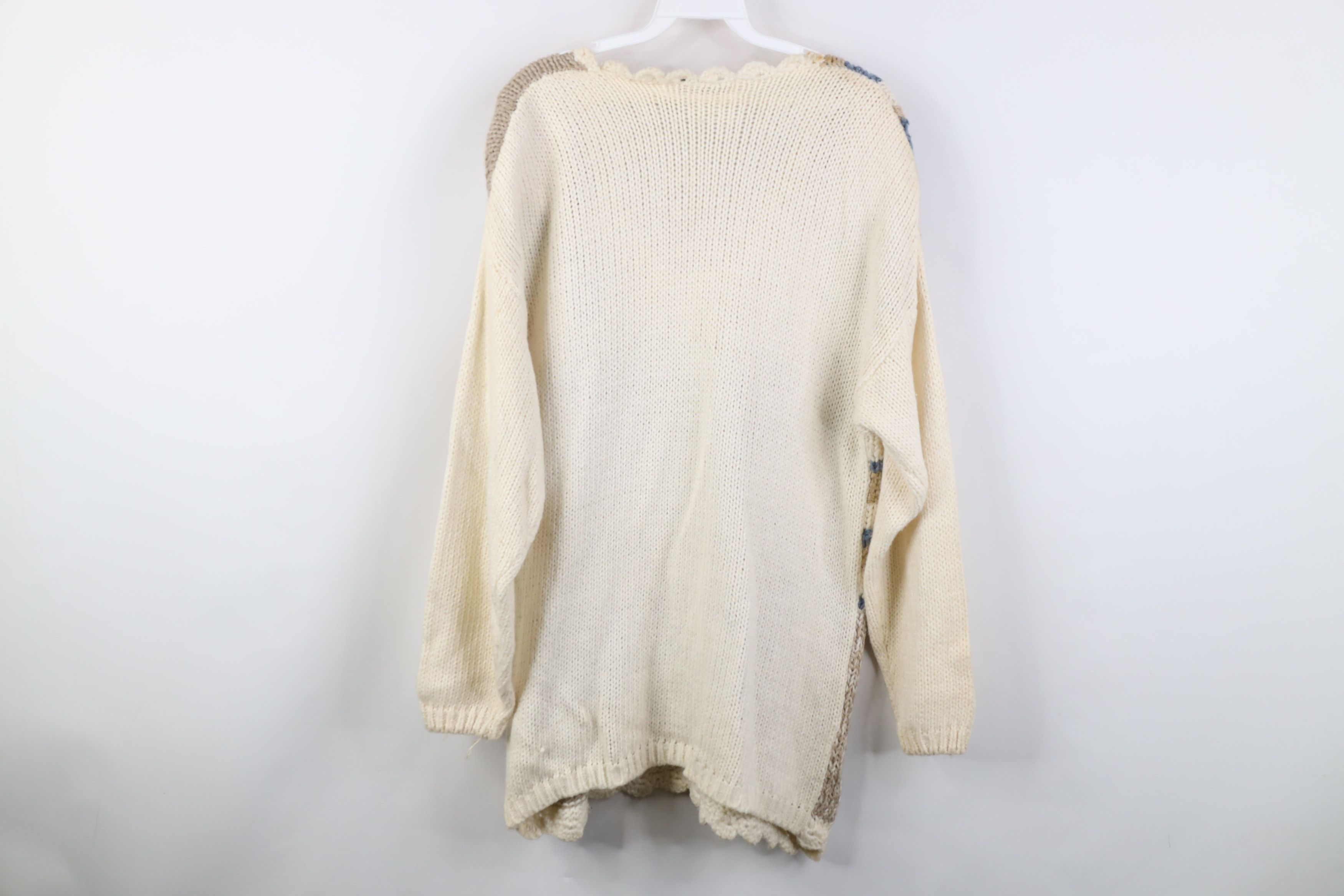 Vintage Vintage 90s Streetwear Hand Embroidered Flower Knit Sweater Size S / US 4 / IT 40 - 13 Thumbnail