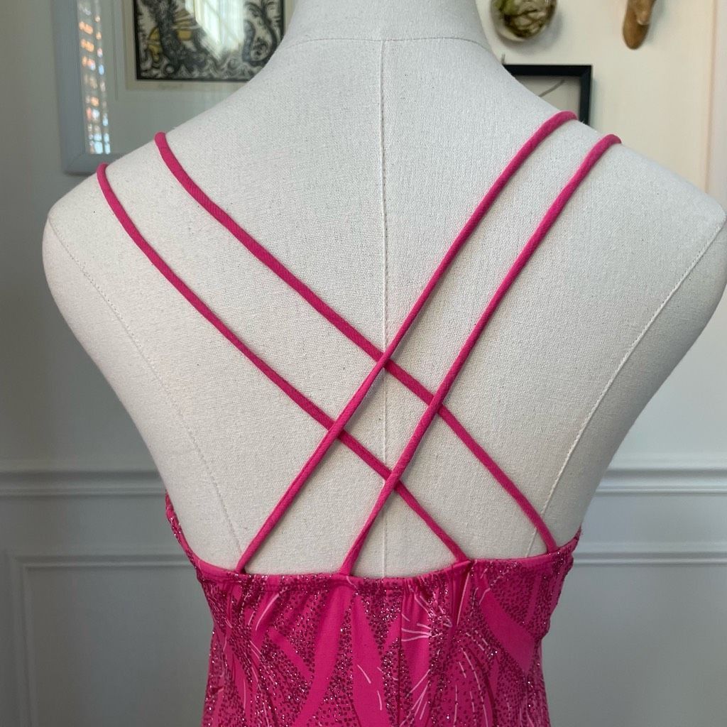 Vintage Vintage Y2K Ynes Stretchy BodyCon Mini Dress Bold Pink Glitt Size S / US 4 / IT 40 - 3 Thumbnail