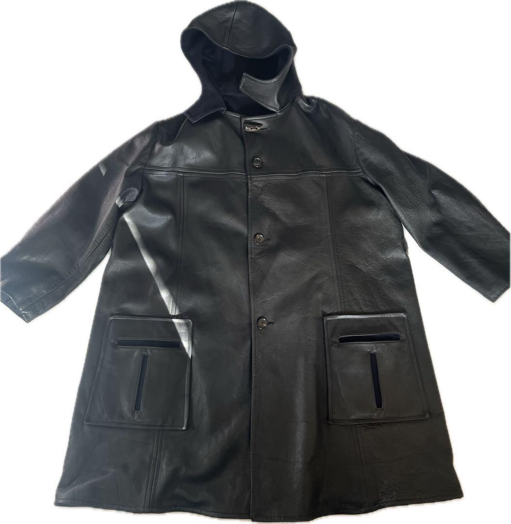 Yohji Yamamoto Yohji Yamamoto POUR HOMME leather hood coat Size US L / EU 52-54 / 3 - 6 Thumbnail