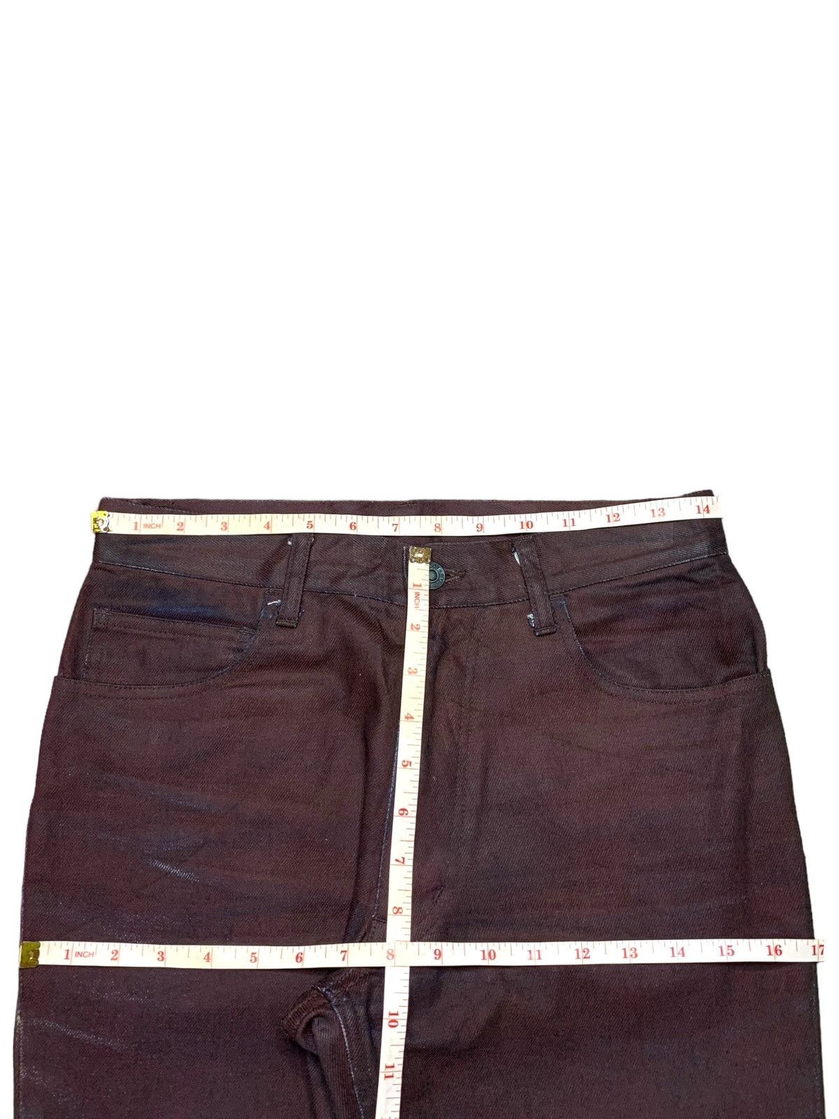 Or Glory Vintage Japanese Or Glory Waxed Leather Style Flared Jeans Size US 28 / EU 44 - 13 Thumbnail