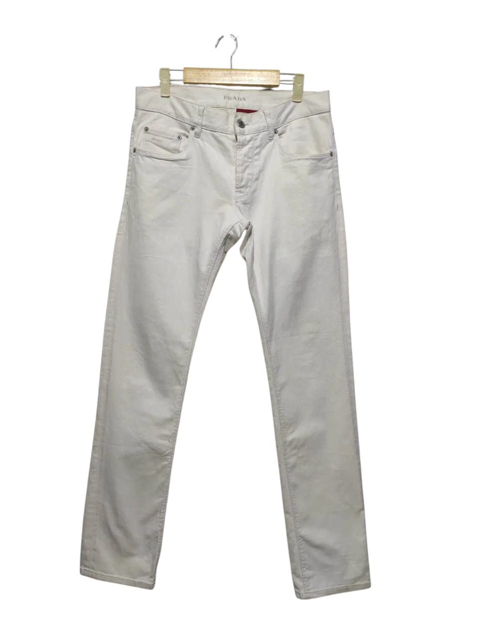 Prada Prada Logo White Denim Tapered Fit Jeans size 30 Size US 30 / EU 46 - 1 Thumbnail